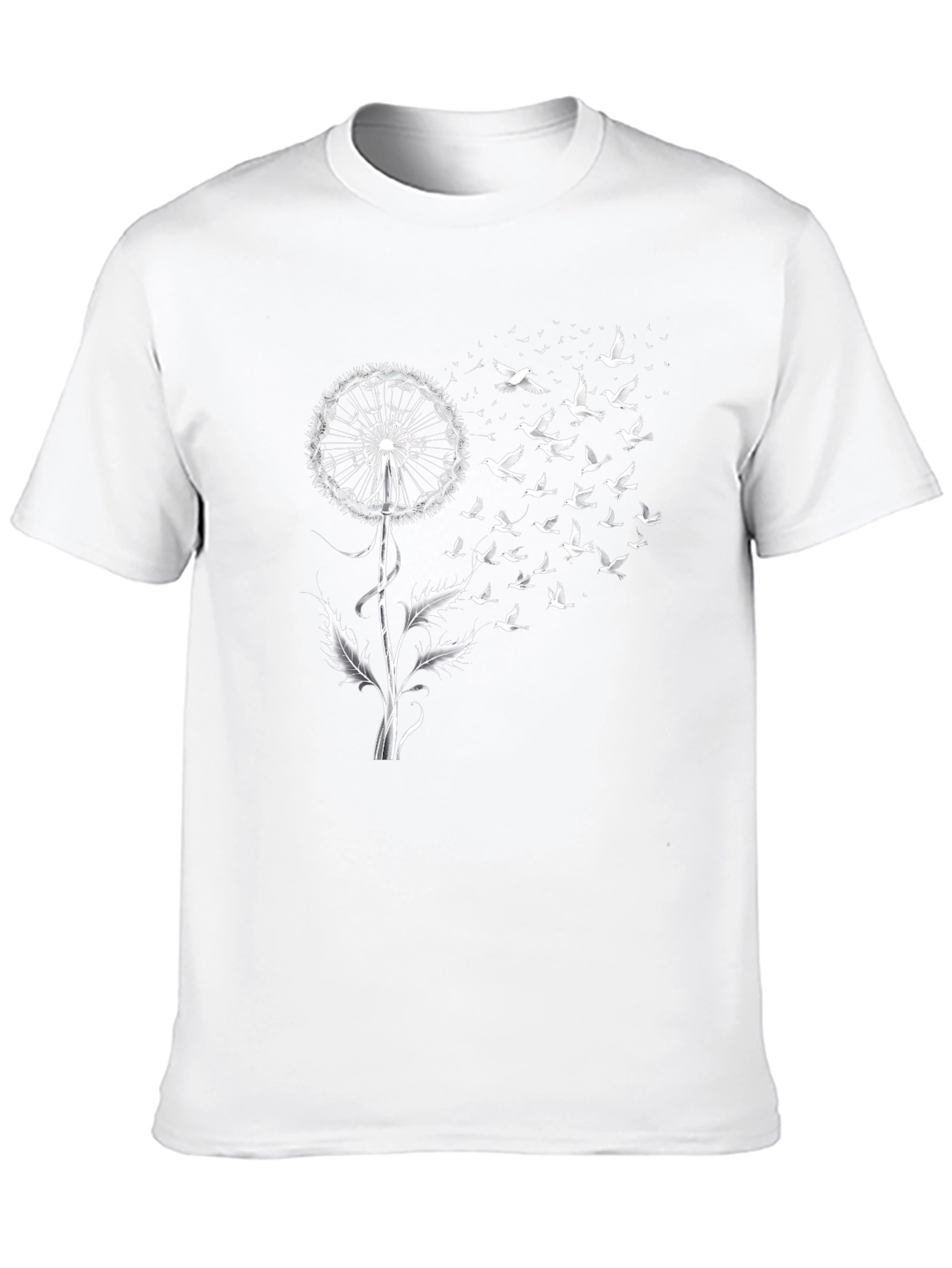 Black Dandelion Bird T-Shirt - Fly Away Tee view 10
