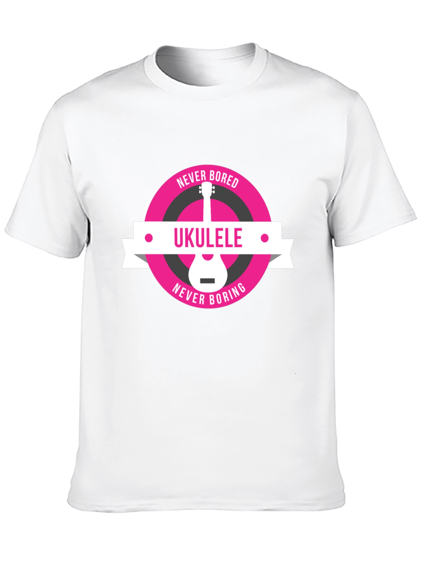 Black Ukulele Never Bored T-Shirt - Music Lover Tee view 10