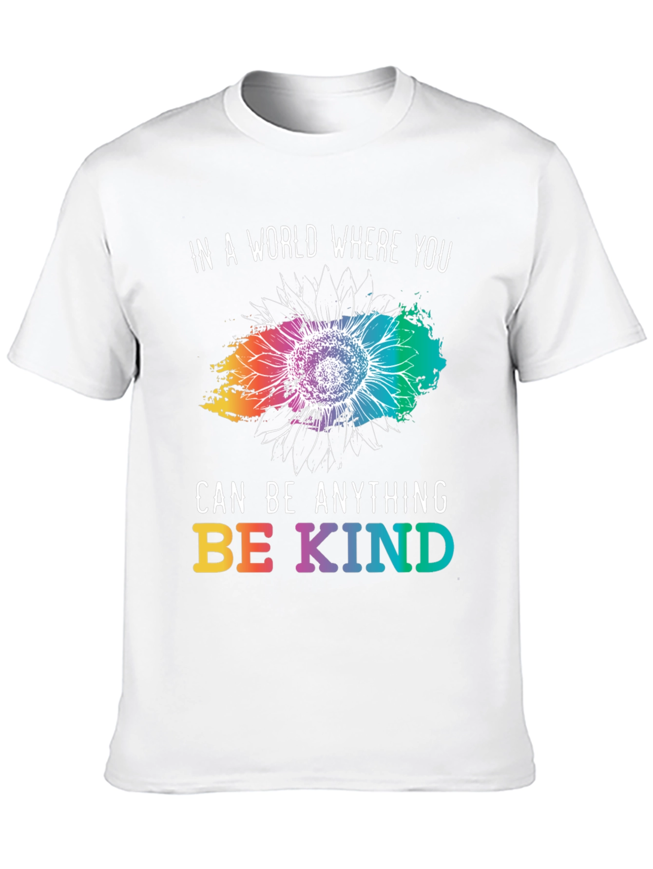 Black Be Kind T-Shirt - Rainbow Sunflower Design view 10