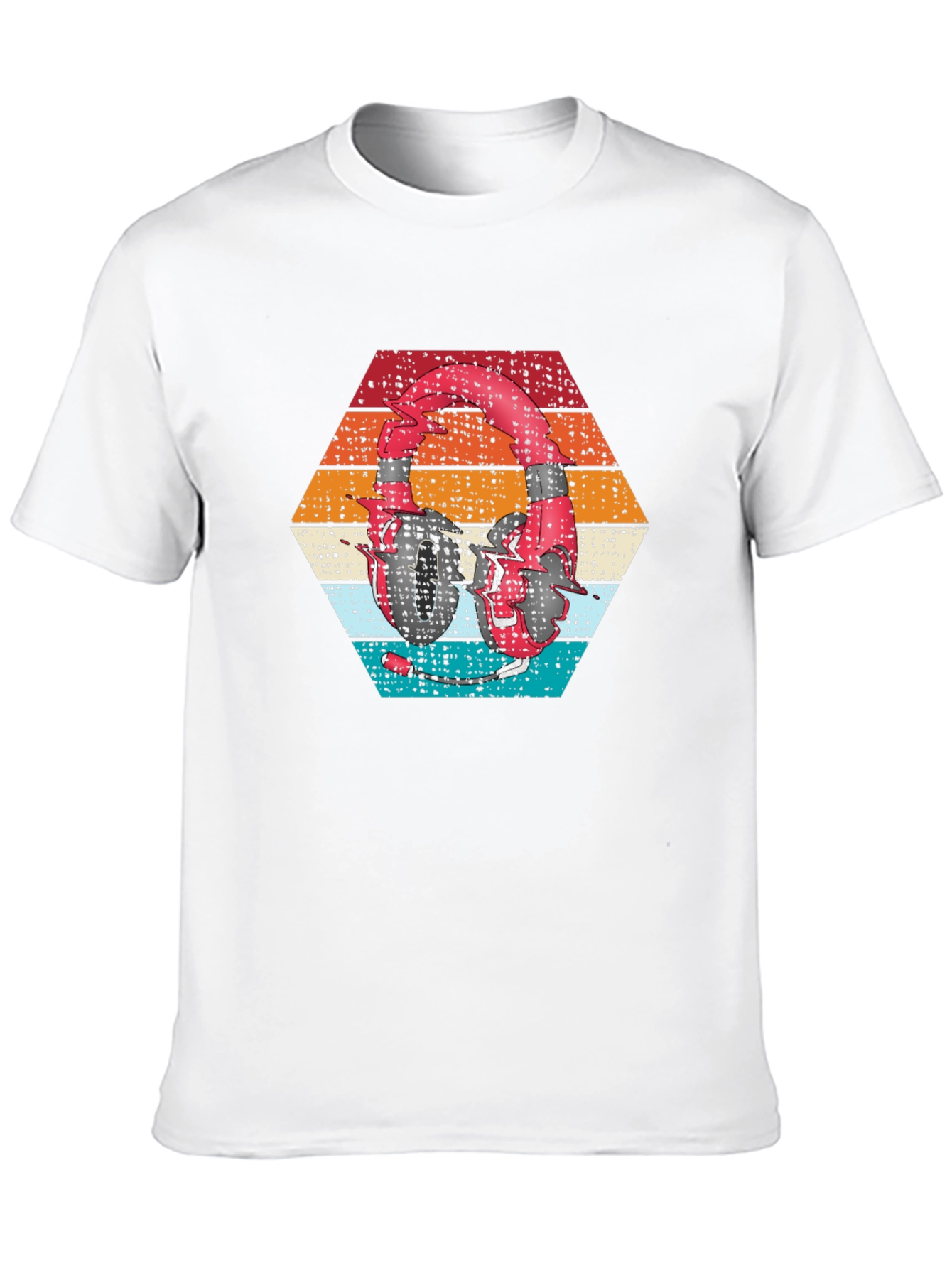 Black Retro Headphones Graphic Tee view 10