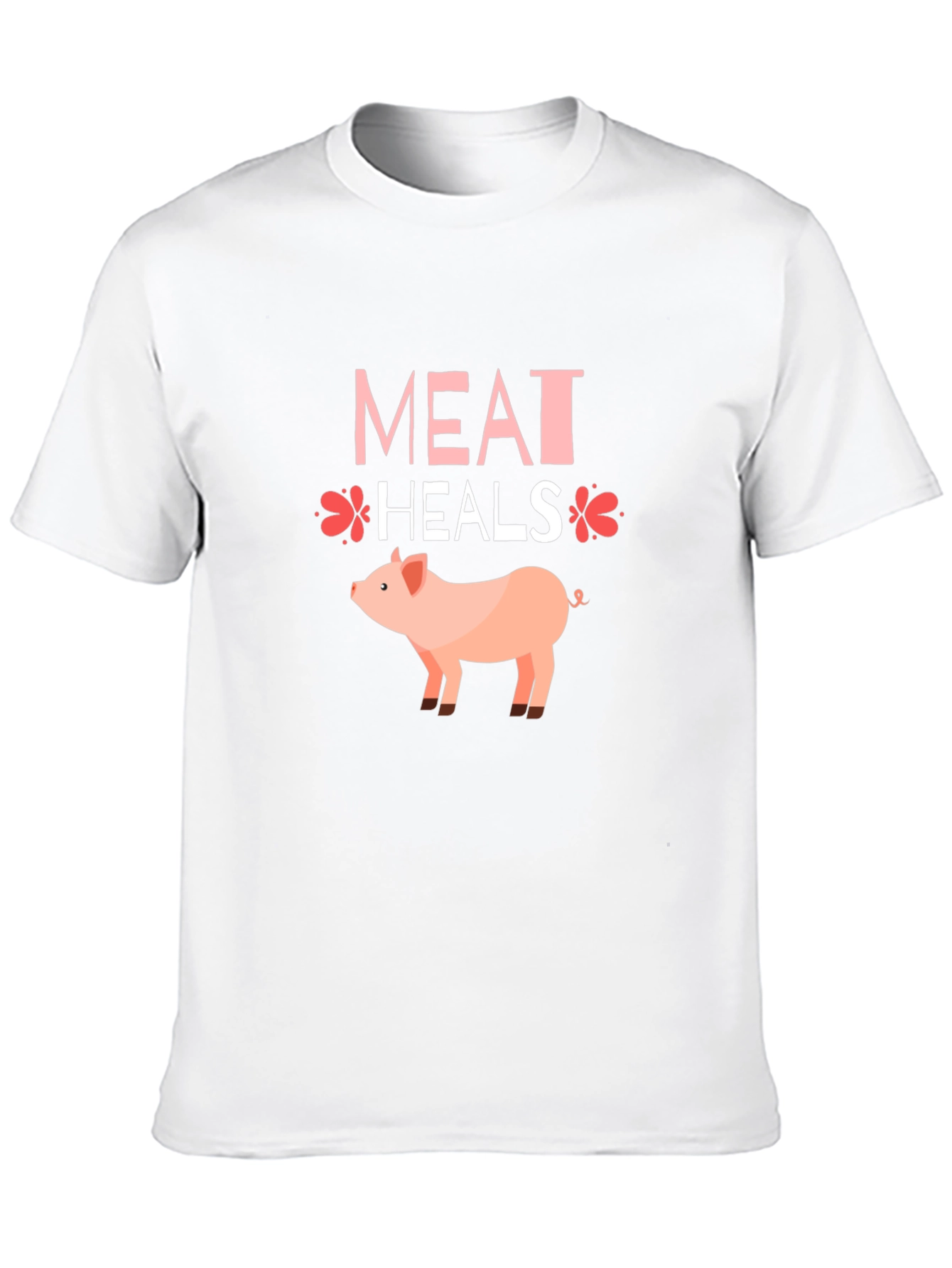 Black Meat Heals Pig Graphic T-Shirt, Black Tee view 10