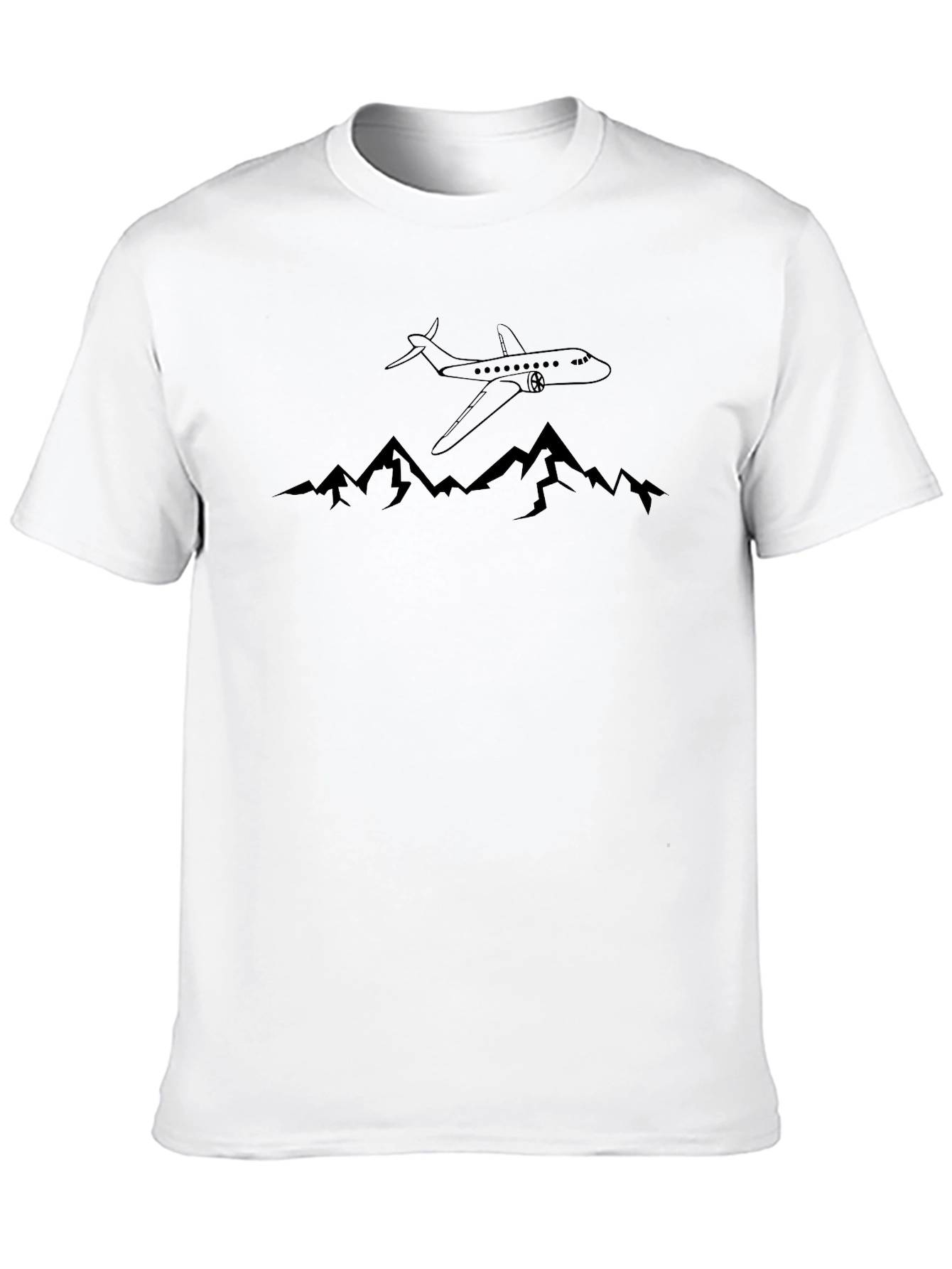 Black Mountain Airplane T-Shirt - Black Cotton Tee view 10