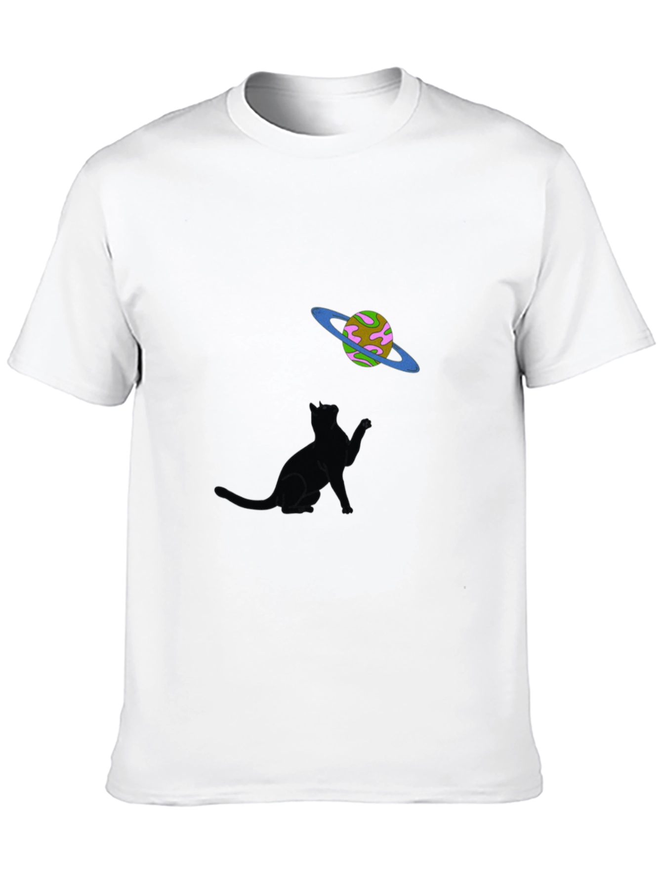 Black Cat & Planet Graphic Tee - Black Unisex view 10