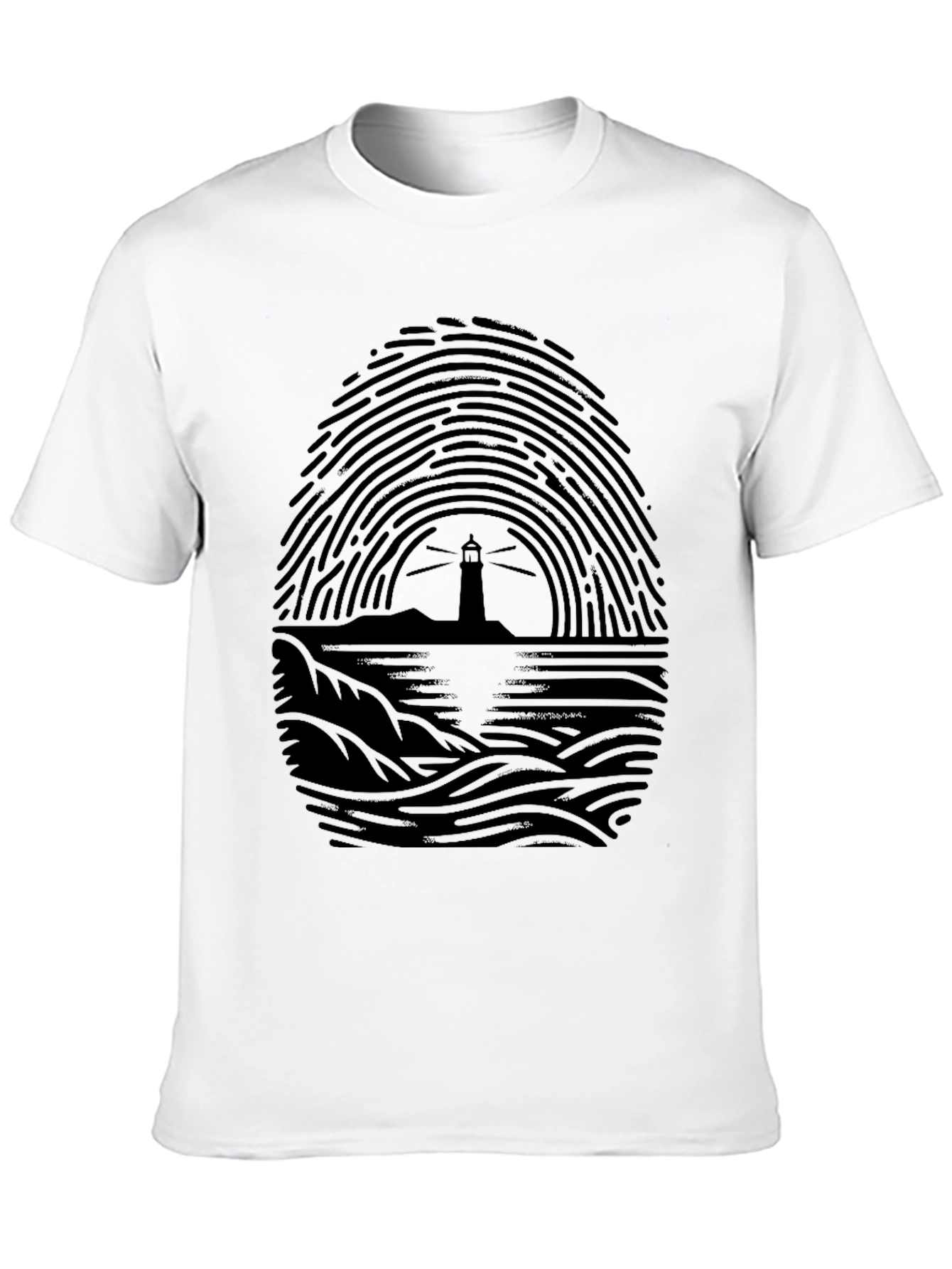 Black Lighthouse Fingerprint Graphic Tee - Black view 10