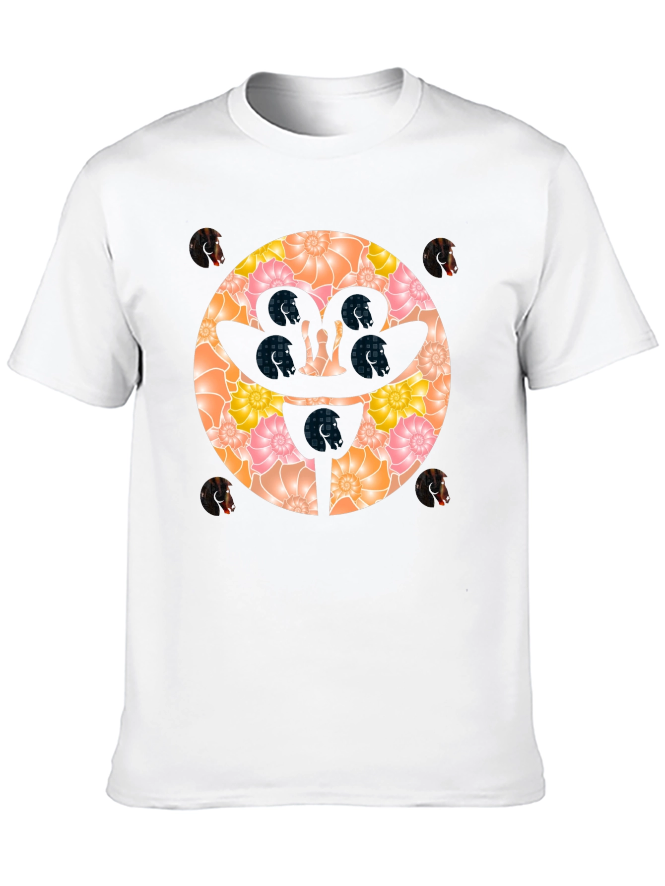 Black Floral Face Graphic Black T-Shirt view 10