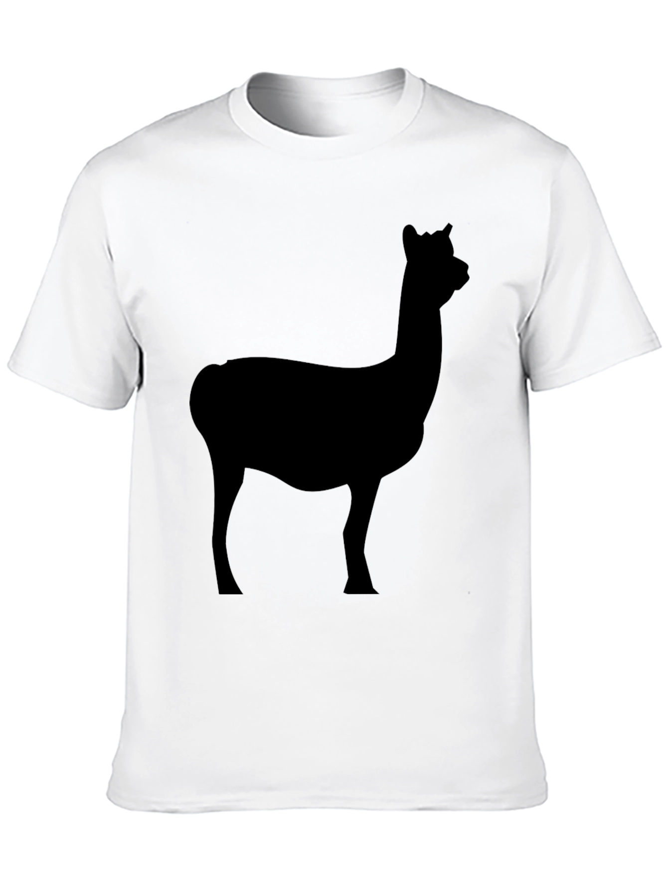 Black Men's Black T-Shirt with Alpaca Silhouette Graphic view 10