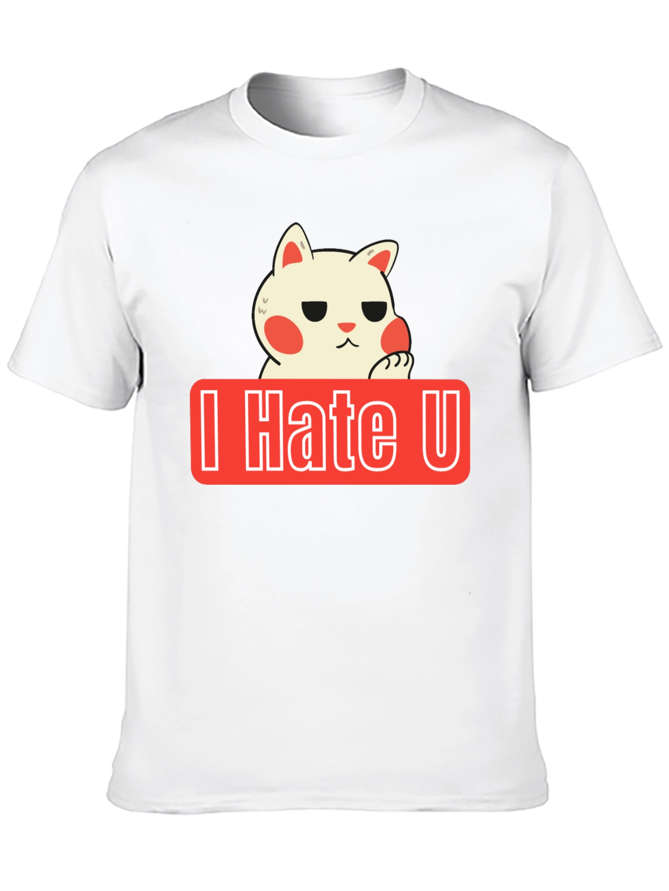 Black I Hate U Cat Graphic Tee - Funny Novelty Shirt view 10