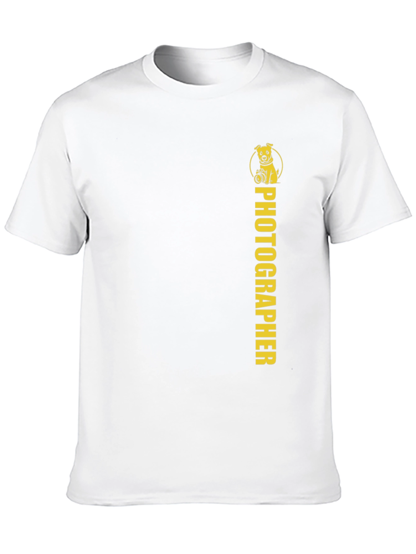 Black Photographer Dog Graphic Tee - Black Cotton T-Shirt view 10