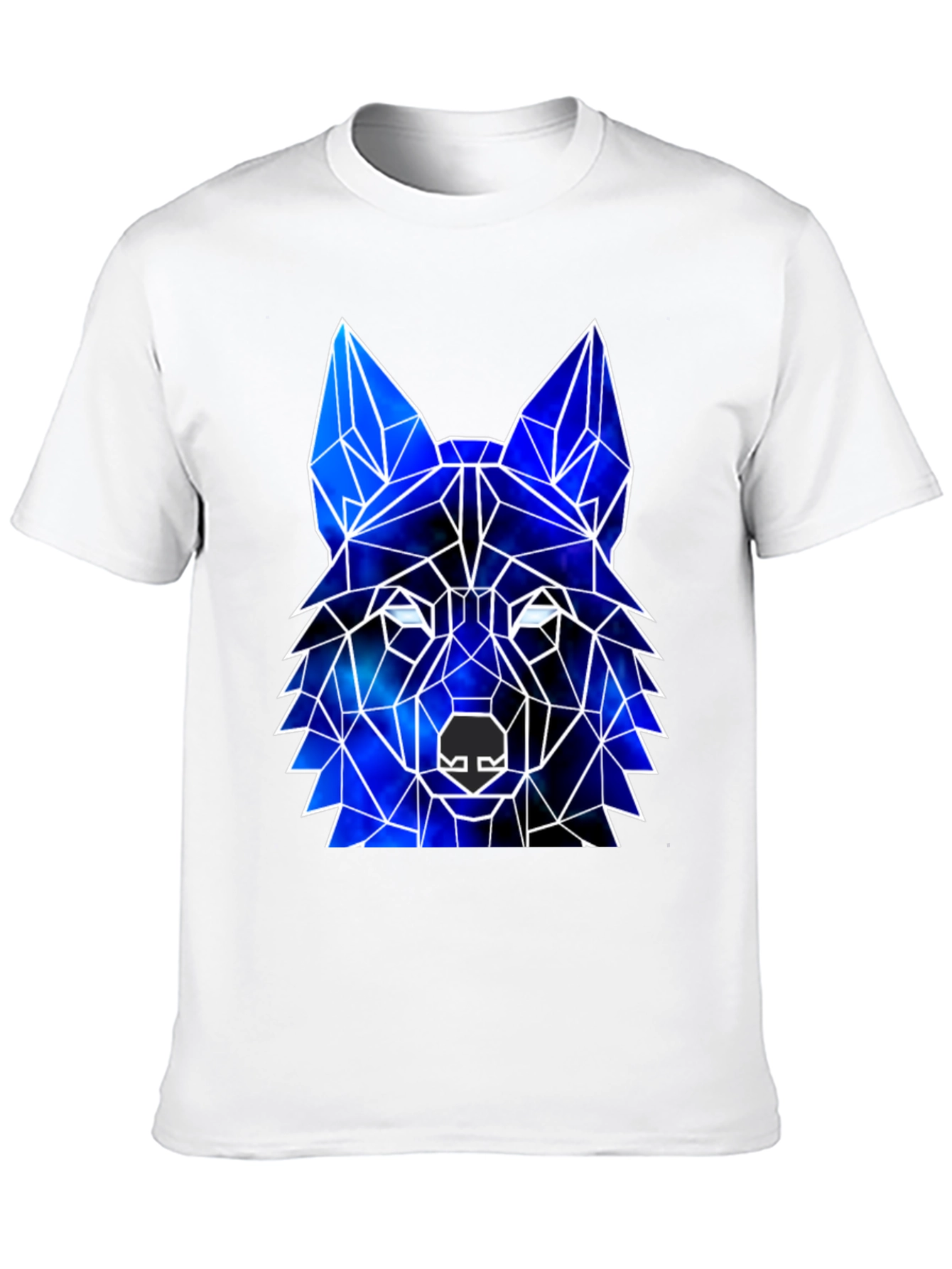 Black Geometric Wolf Galaxy Black T-Shirt view 10