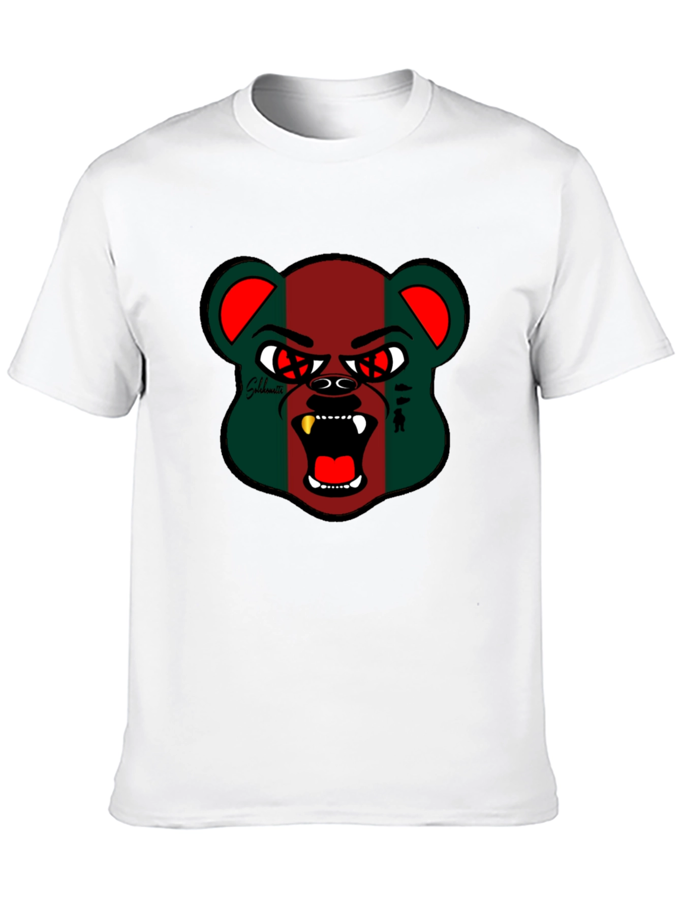 Black Men's Black Graphic Tee - Bear Design view 10