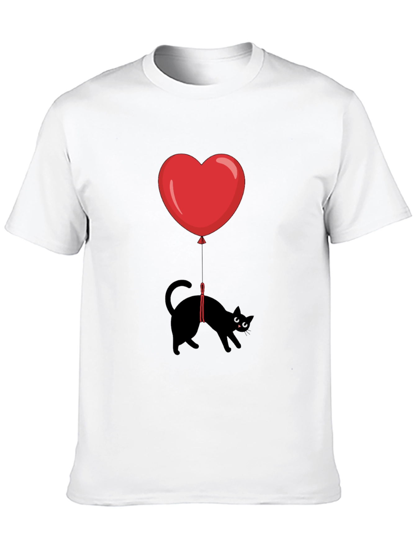 Black Black Cat Heart Balloon T-Shirt view 10