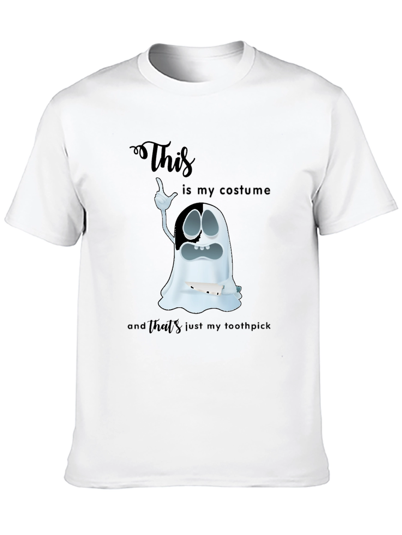 Black Humorous Ghost Costume Graphic T-Shirt view 10