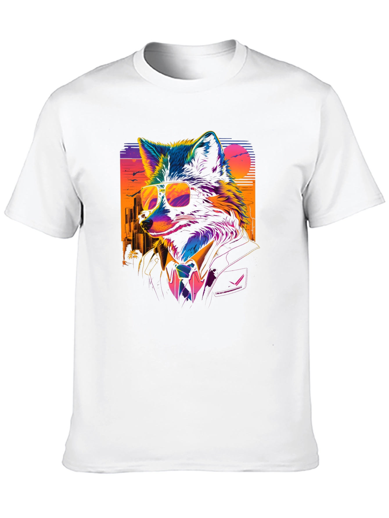 Black Cool Fox in Suit T-Shirt - Vibrant Graphic Tee view 10