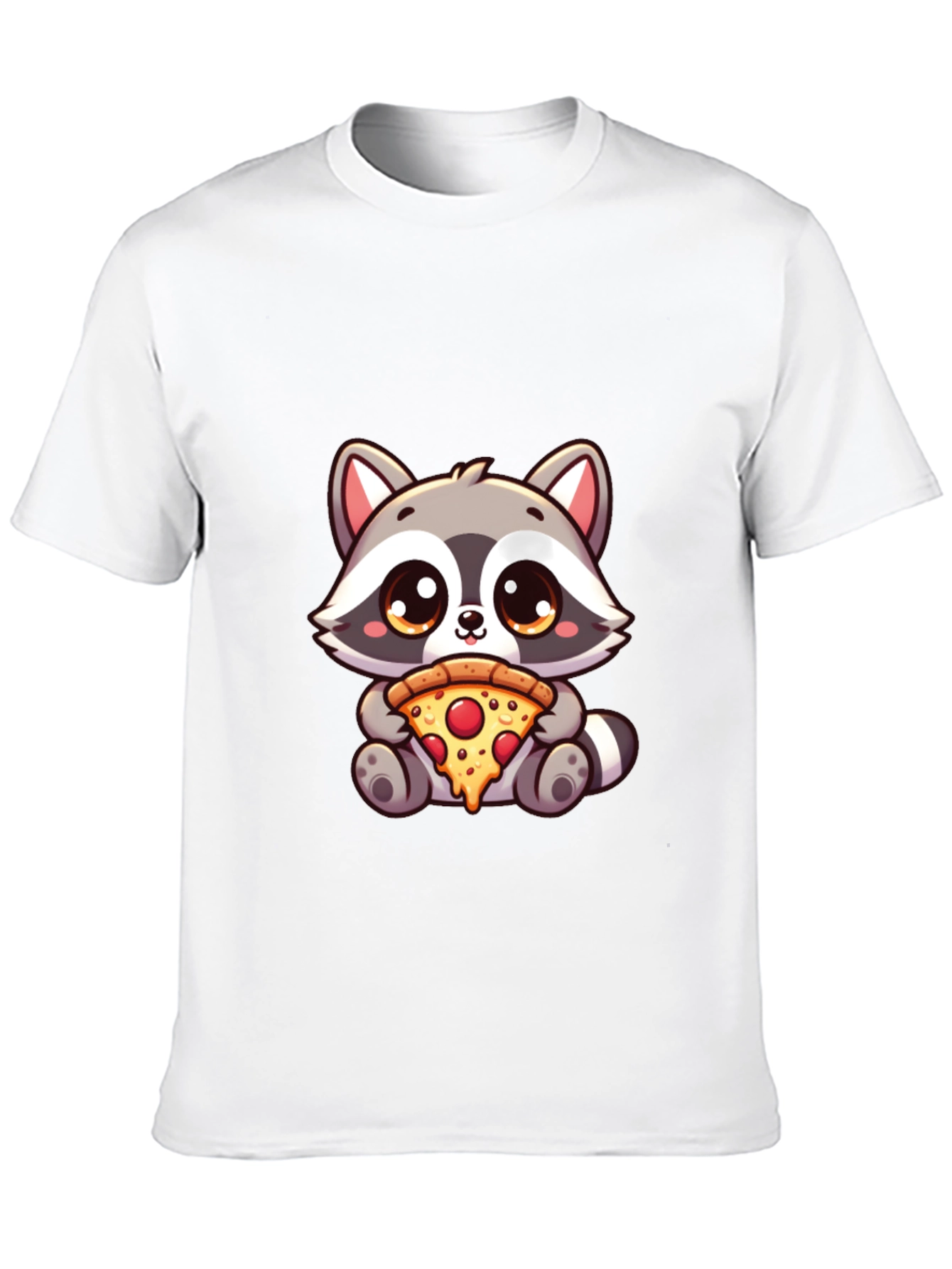Black Cute Raccoon Pizza T-Shirt - Unisex Graphic Tee view 10