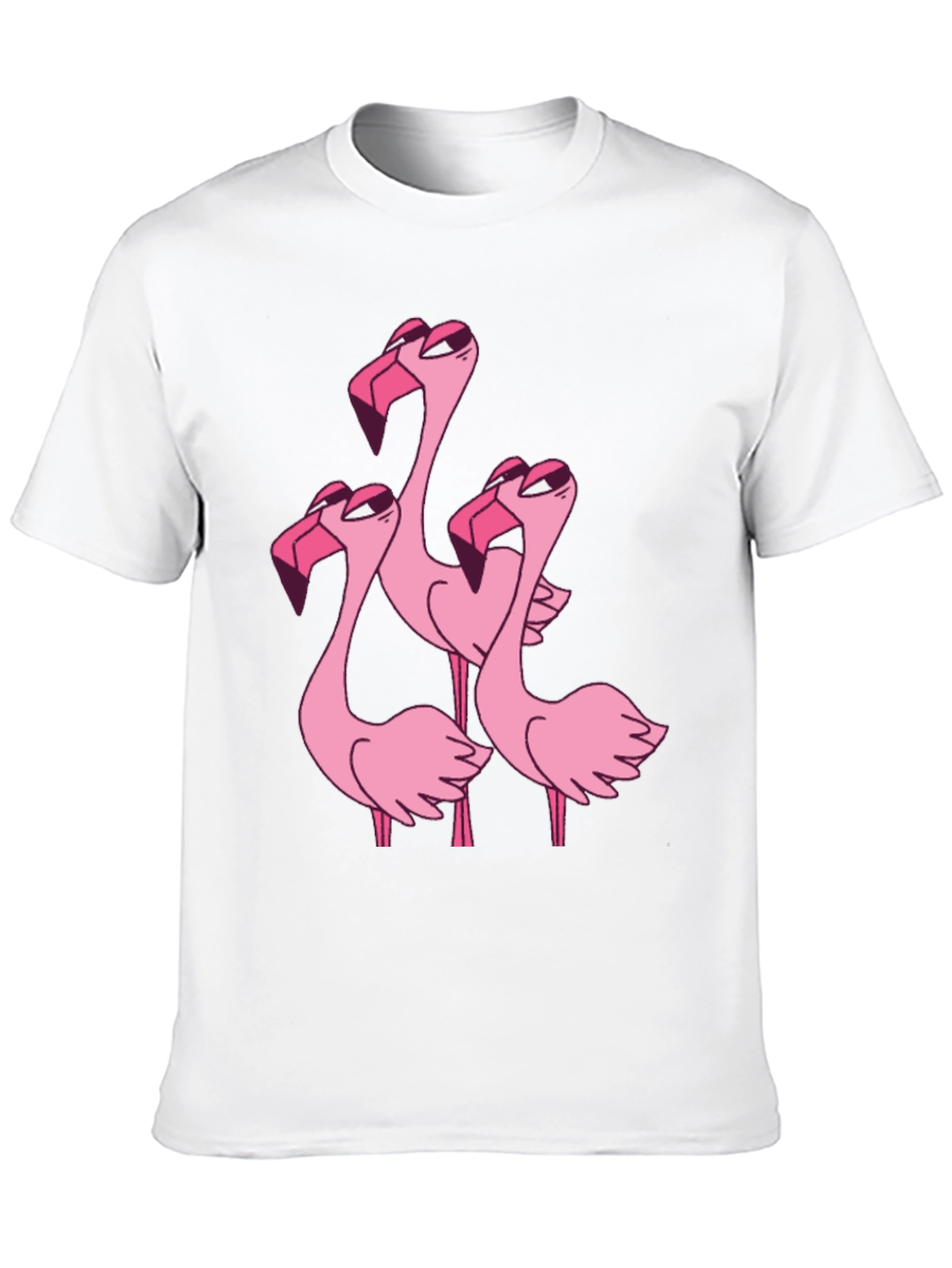 Black Flamingo Cartoon Graphic Black T-Shirt view 10