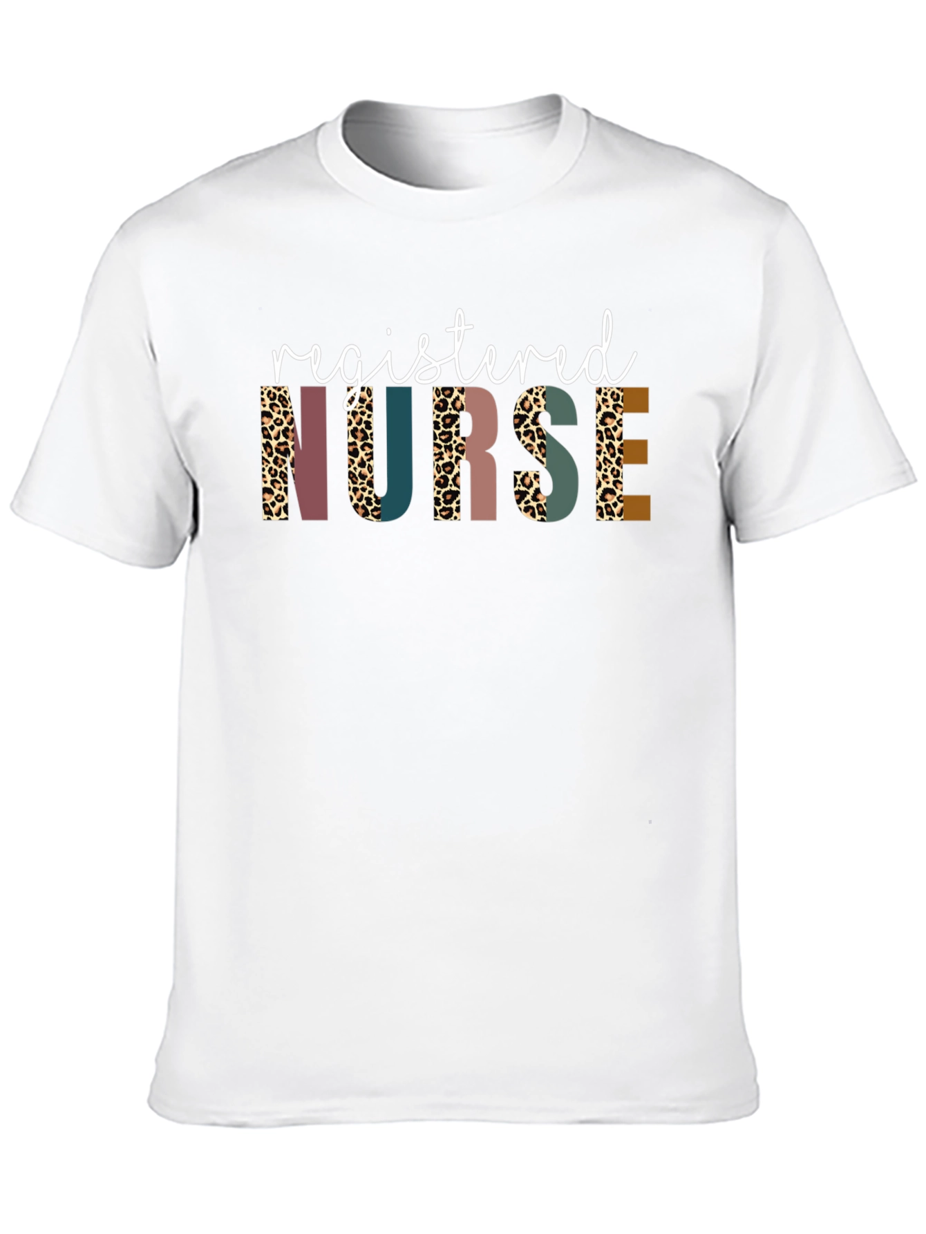 Black Registered Nurse Leopard Print Graphic T-Shirt view 10