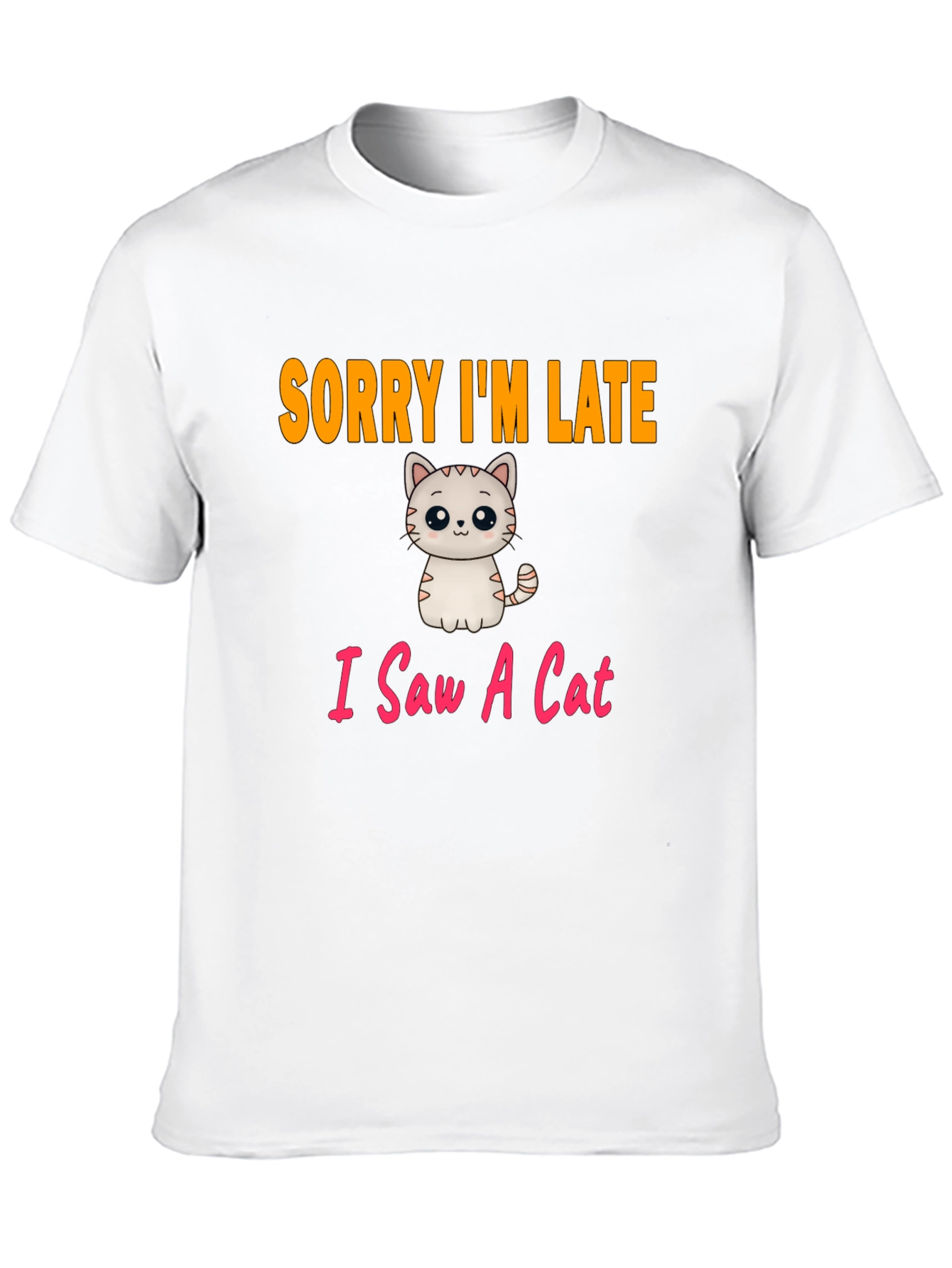 Black Funny Cat T-Shirt - Sorry I'm Late view 10