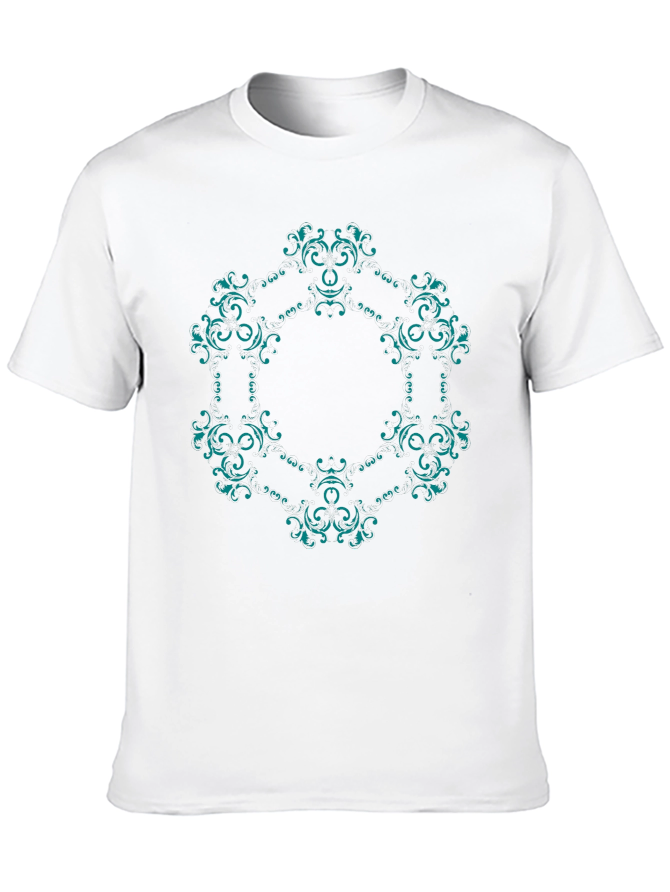 Black Ornate Teal Mandala Graphic Black T-Shirt view 10