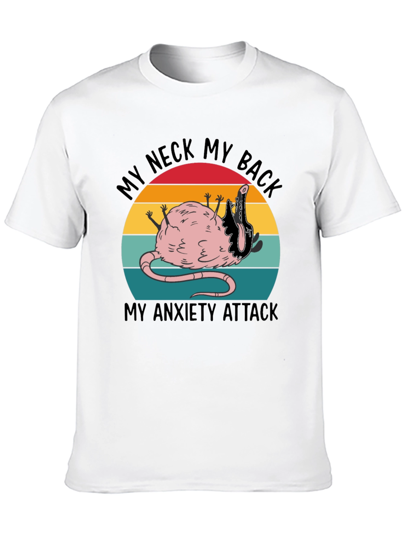 Black Funny 'My Neck My Back' Rat Anxiety T-Shirt view 10