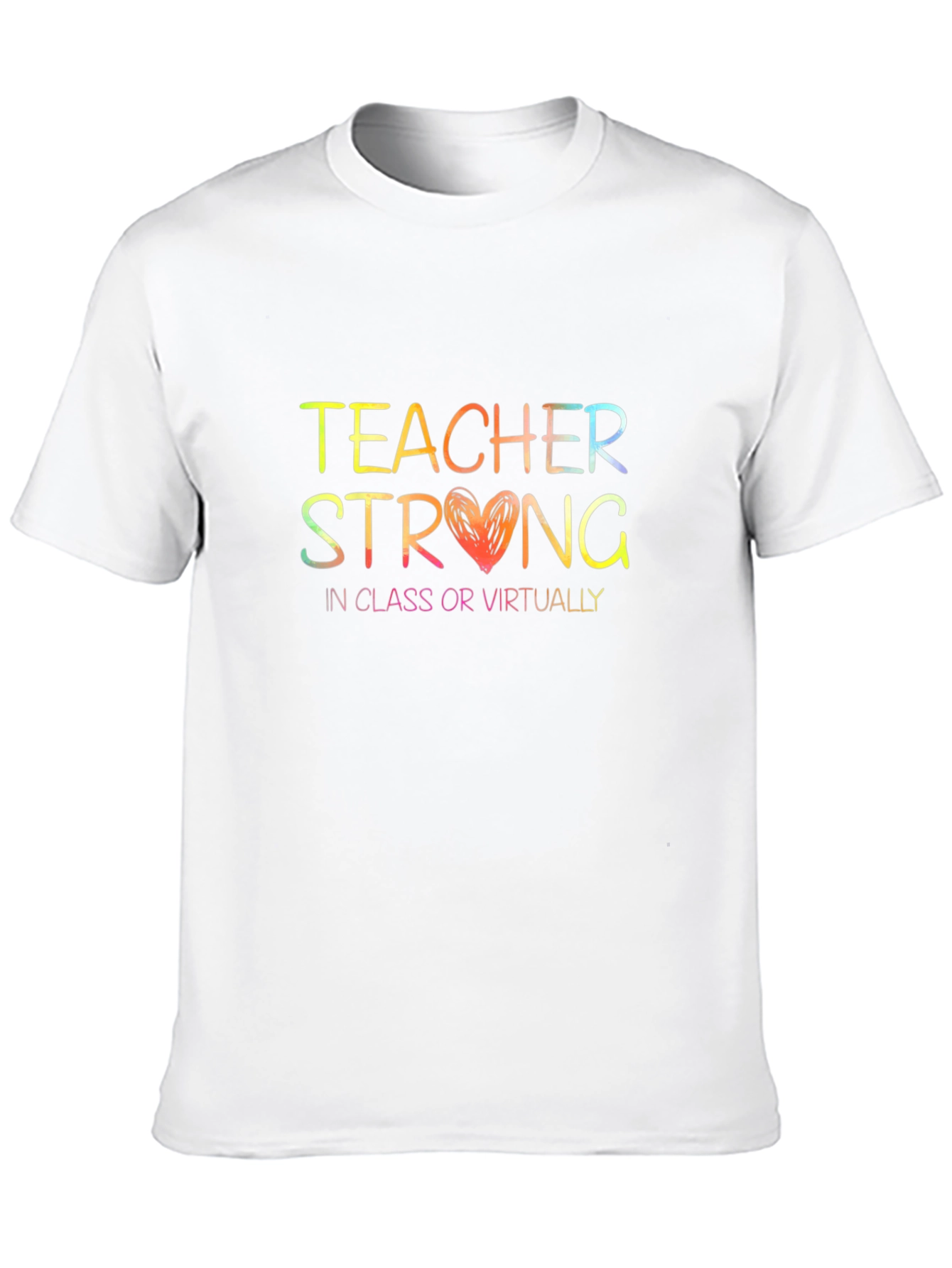Black Teacher Strong T-Shirt - In Class or Virtually Rainbow Text view 10