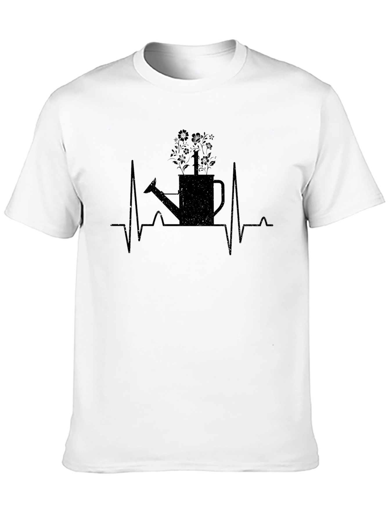 Black Gardener Heartbeat T-Shirt - Black Cotton Tee view 10