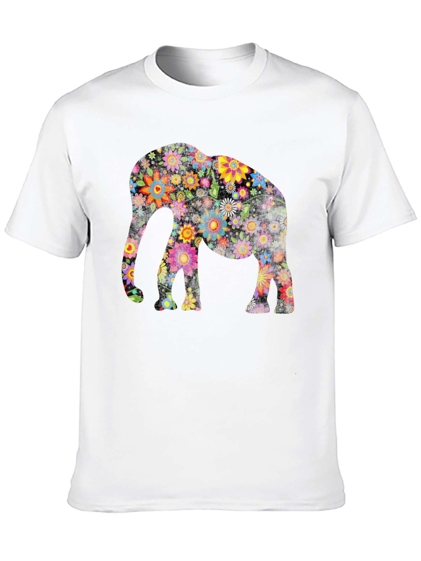 Black Floral Elephant Graphic Tee - Black Cotton Blend view 10