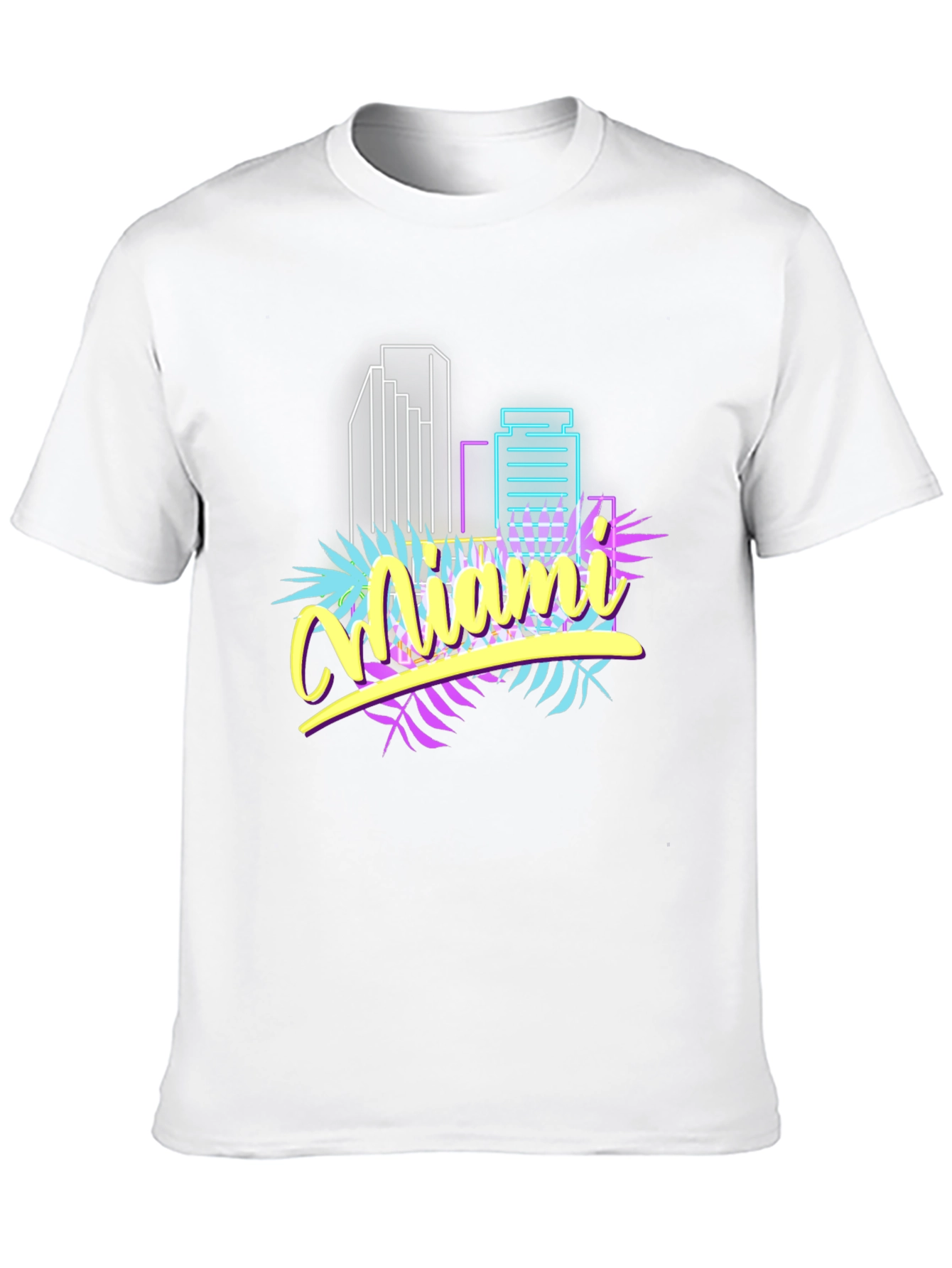 Black Miami Vice Style Graphic T-Shirt - Retro Neon Design view 10