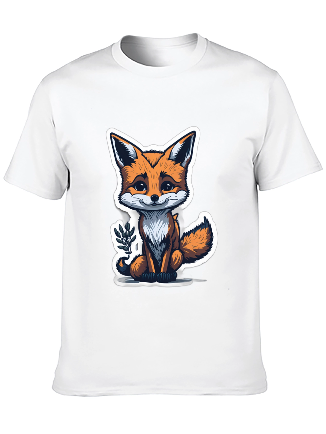 Black Cute Fox Graphic Tee - Soft Cotton Blend view 10
