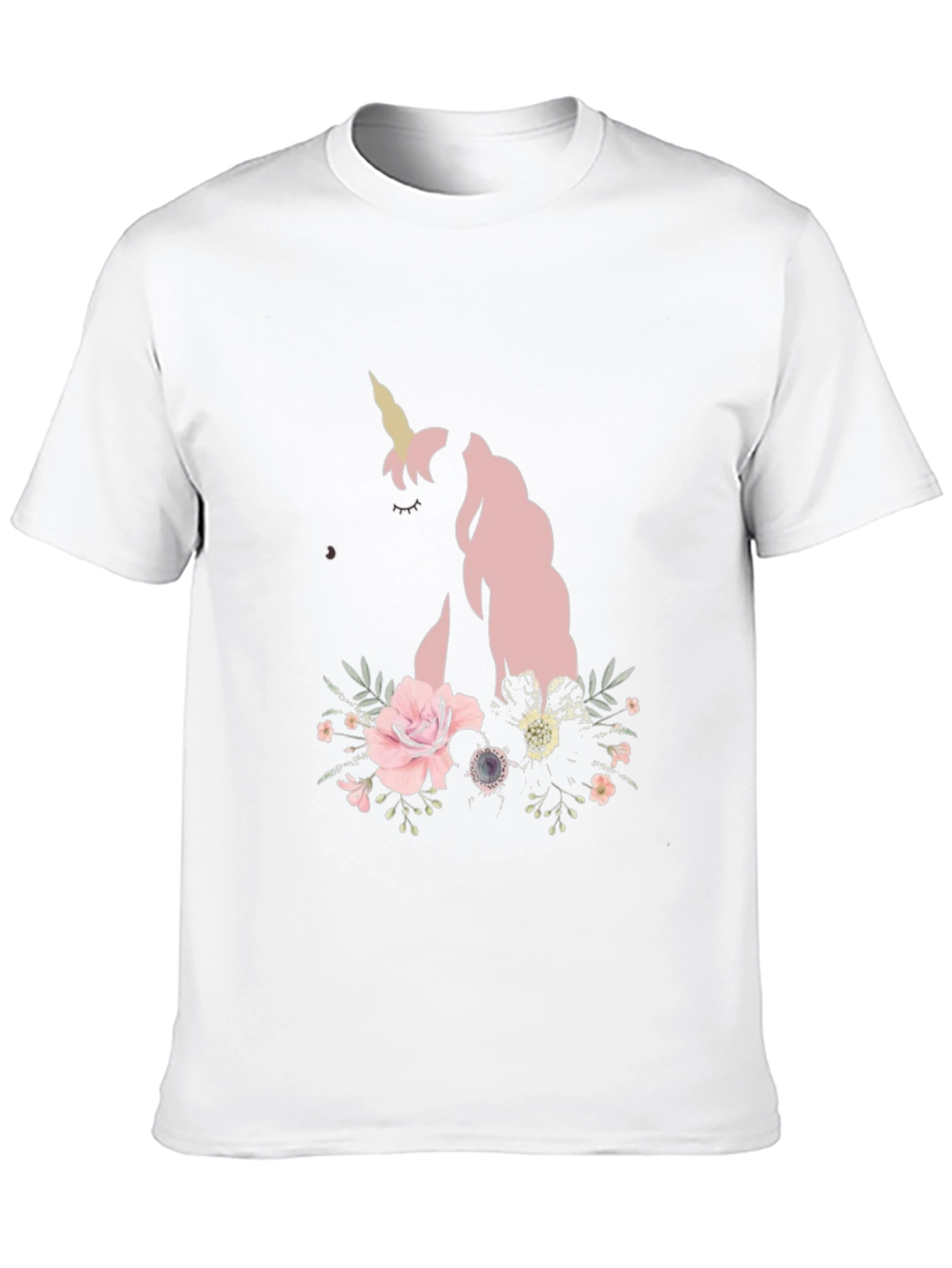 Black Floral Unicorn Black T-Shirt view 10