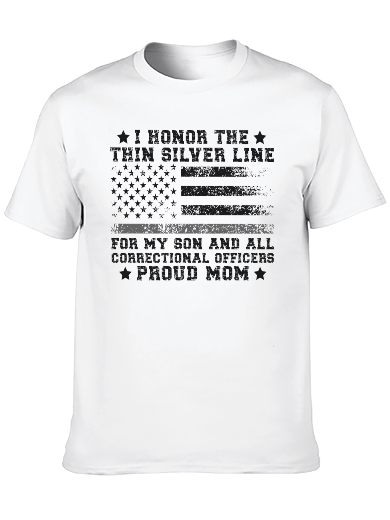 Black Thin Silver Line Proud Correction Officer Mom T-Shirt view 10