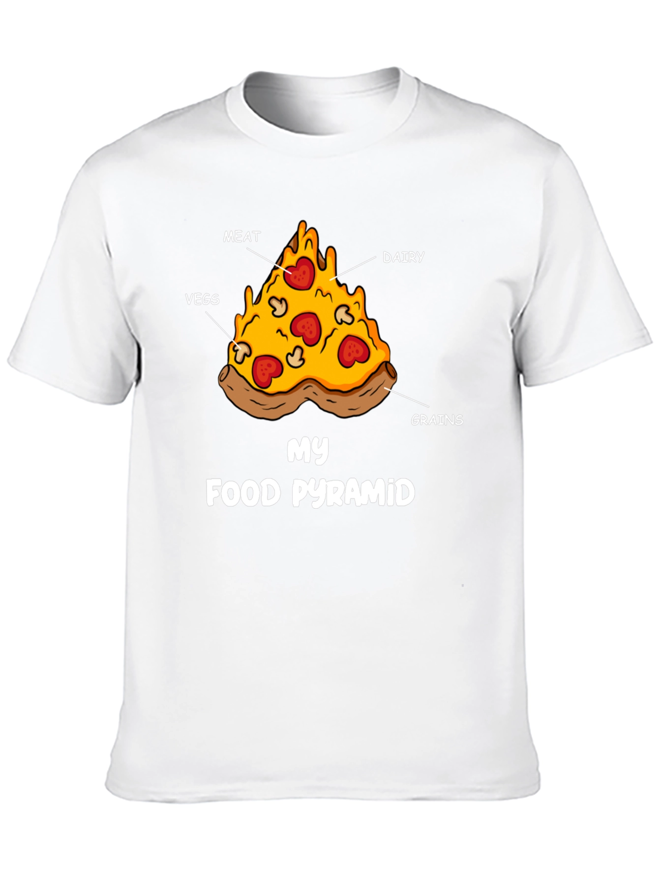 Pizza Food Pyramid Graphic T-Shirt - Funny Foodie Tee - 10