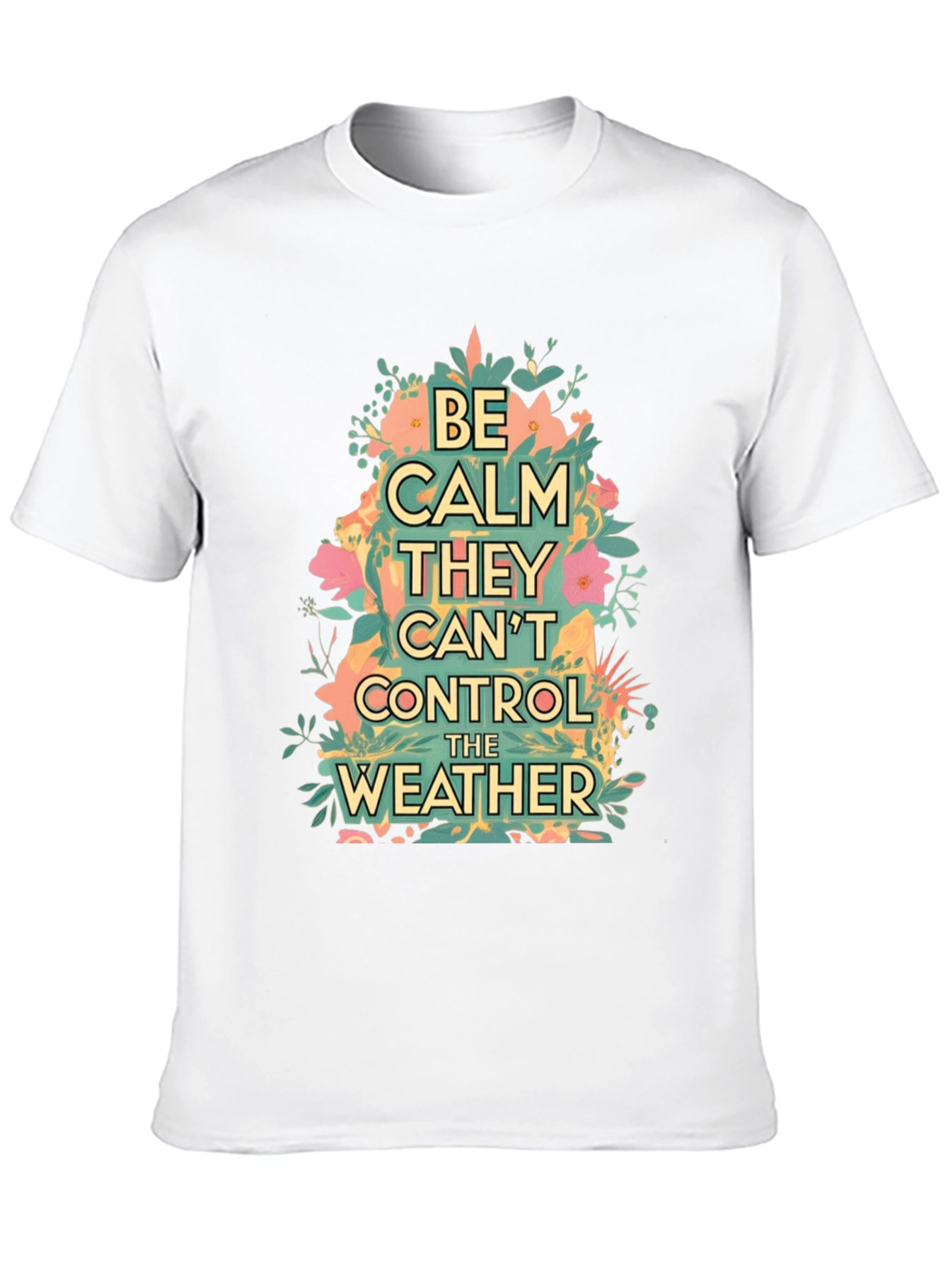 Black Be Calm They Can't Control The Weather Graphic Tee view 10