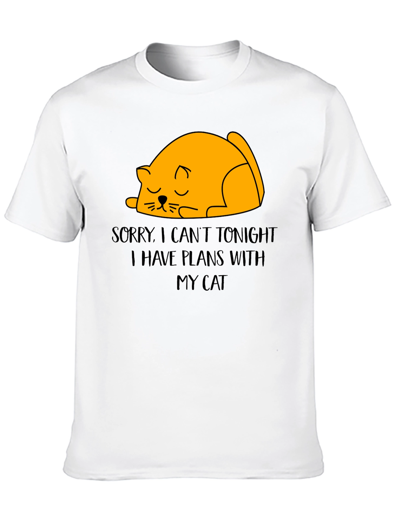 Black Funny Cat Plans T-Shirt - Sorry, Can't Tonight view 10