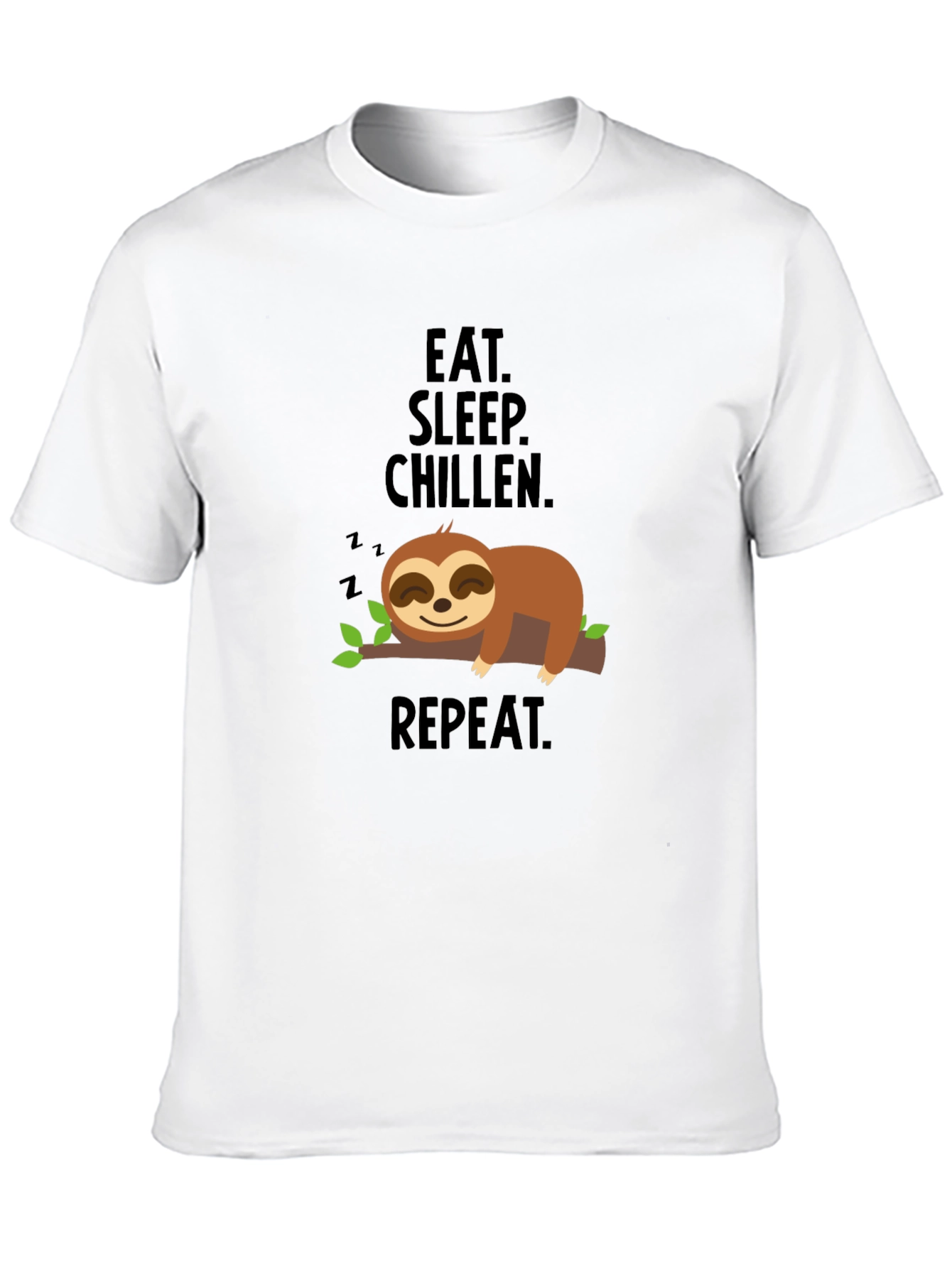 Black Eat Sleep Chillen Sloth Graphic T-Shirt view 10