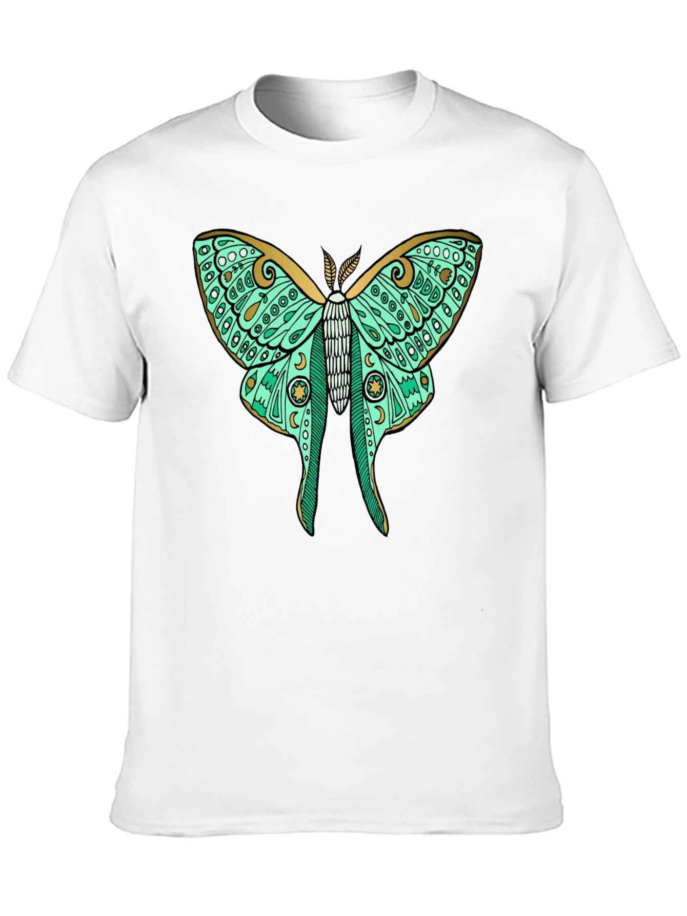 Black Luna Moth Graphic Tee - Black Cotton T-Shirt view 10