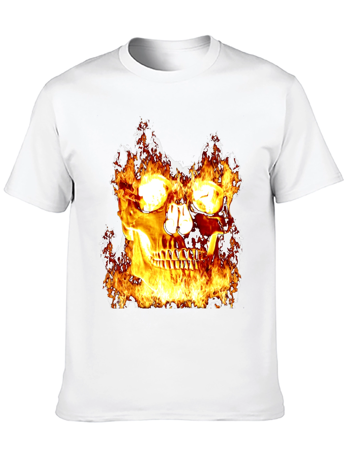 Black Fiery Skull Graphic Black T-Shirt view 10