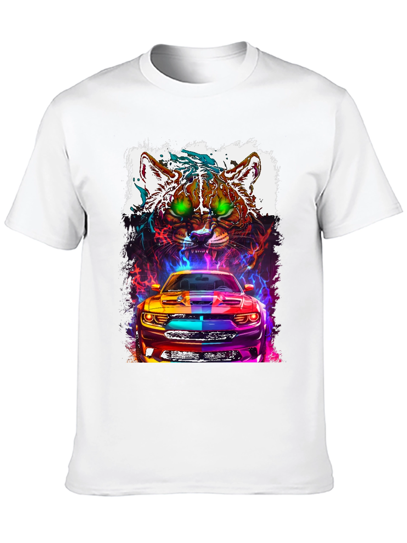 Black Car and Cat Graphic Tee - Cool Design view 10