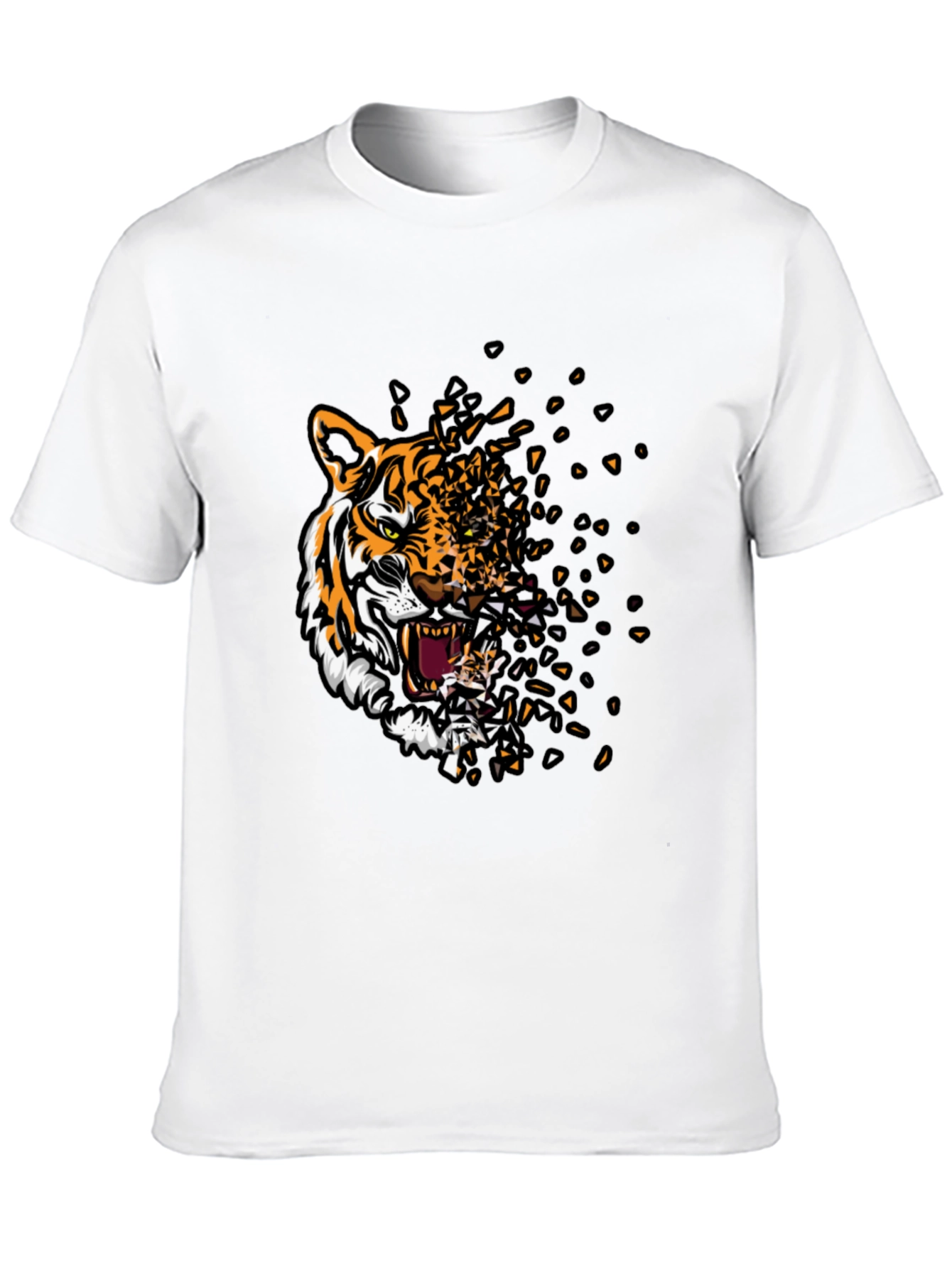 Black Tiger Graphic Print Men's Black T-Shirt view 10