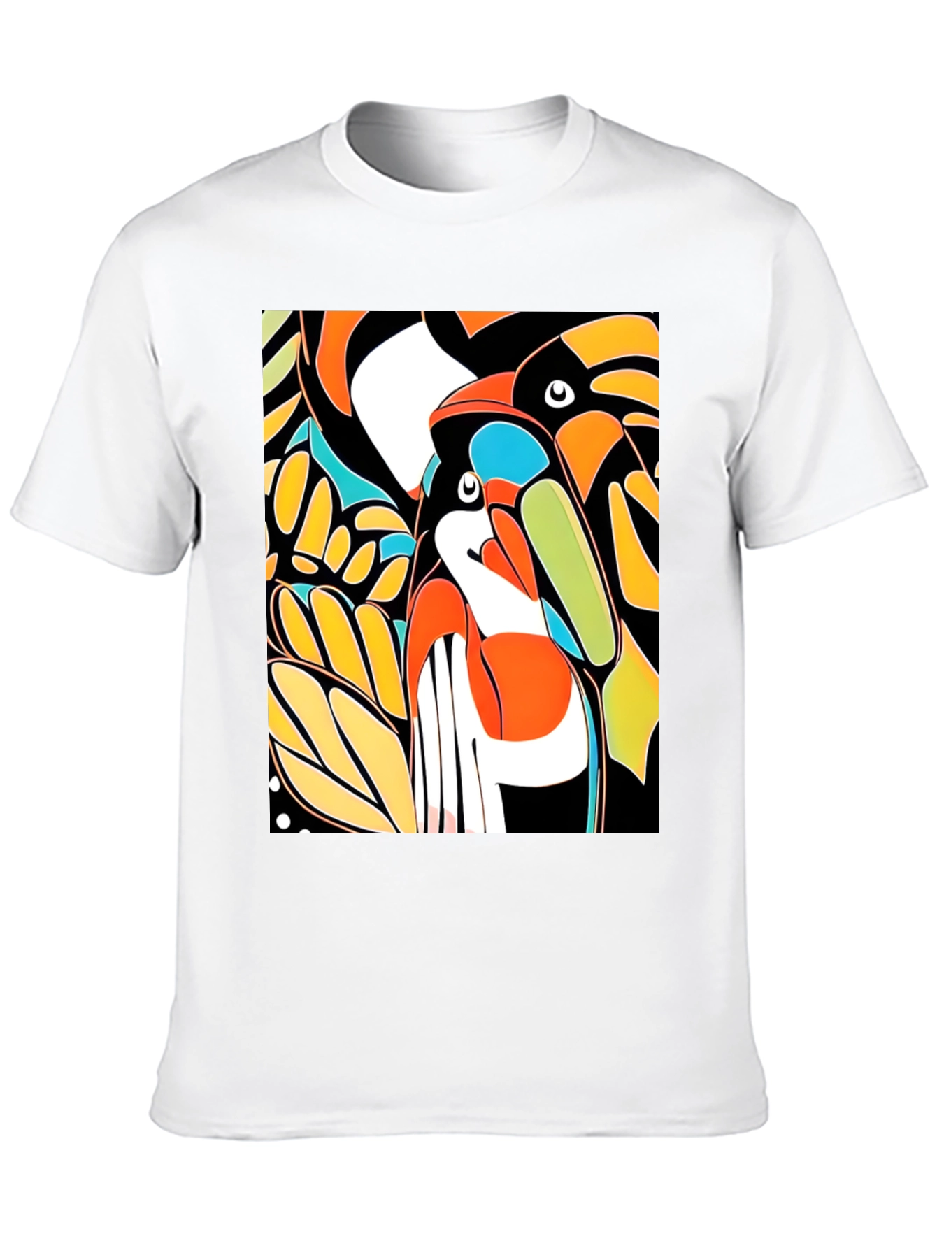 Black Abstract Toucan Print Black T-Shirt view 10