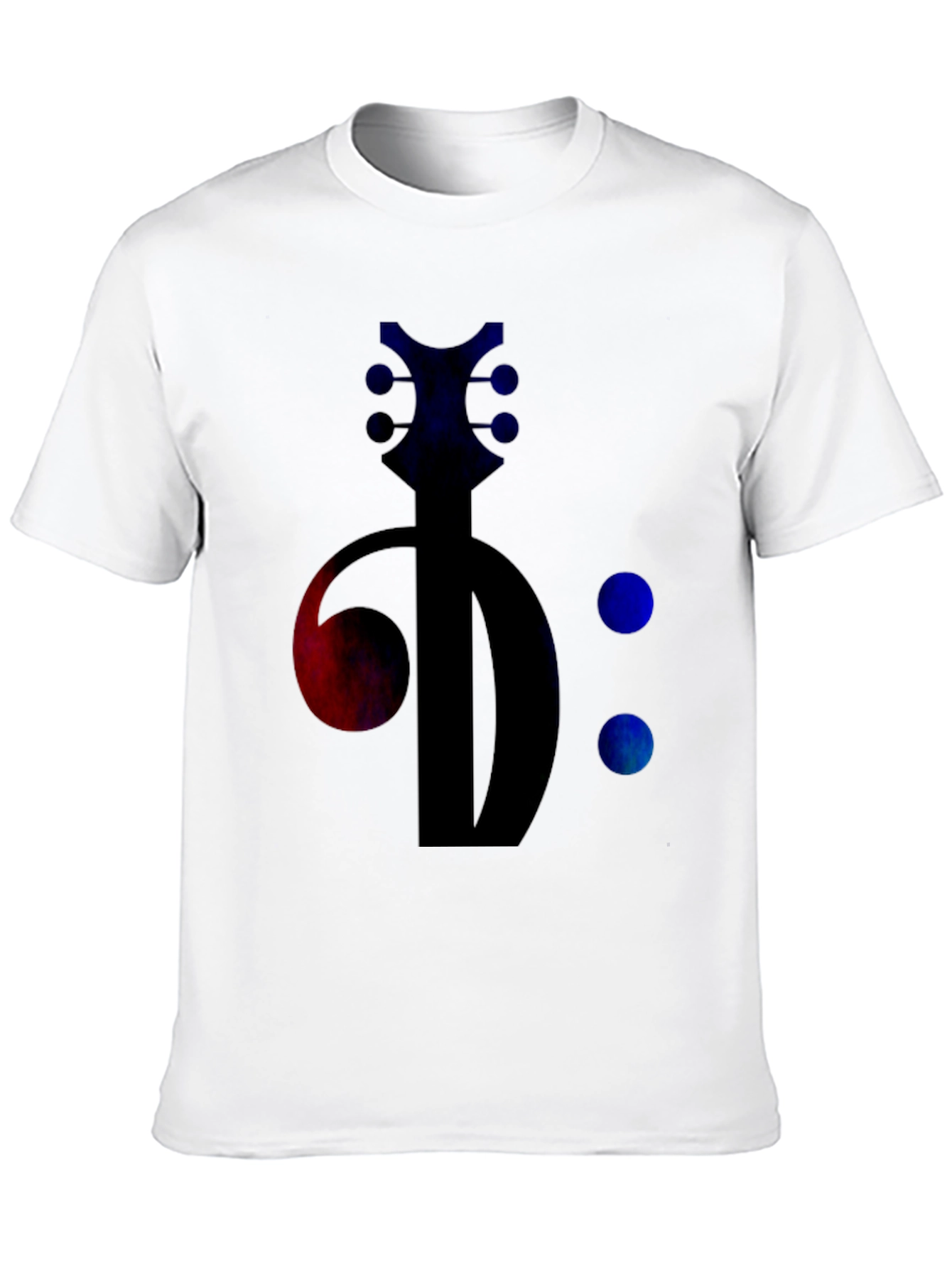 Black Bass Clef Guitar Tee - Music Lover's Black T-Shirt view 10