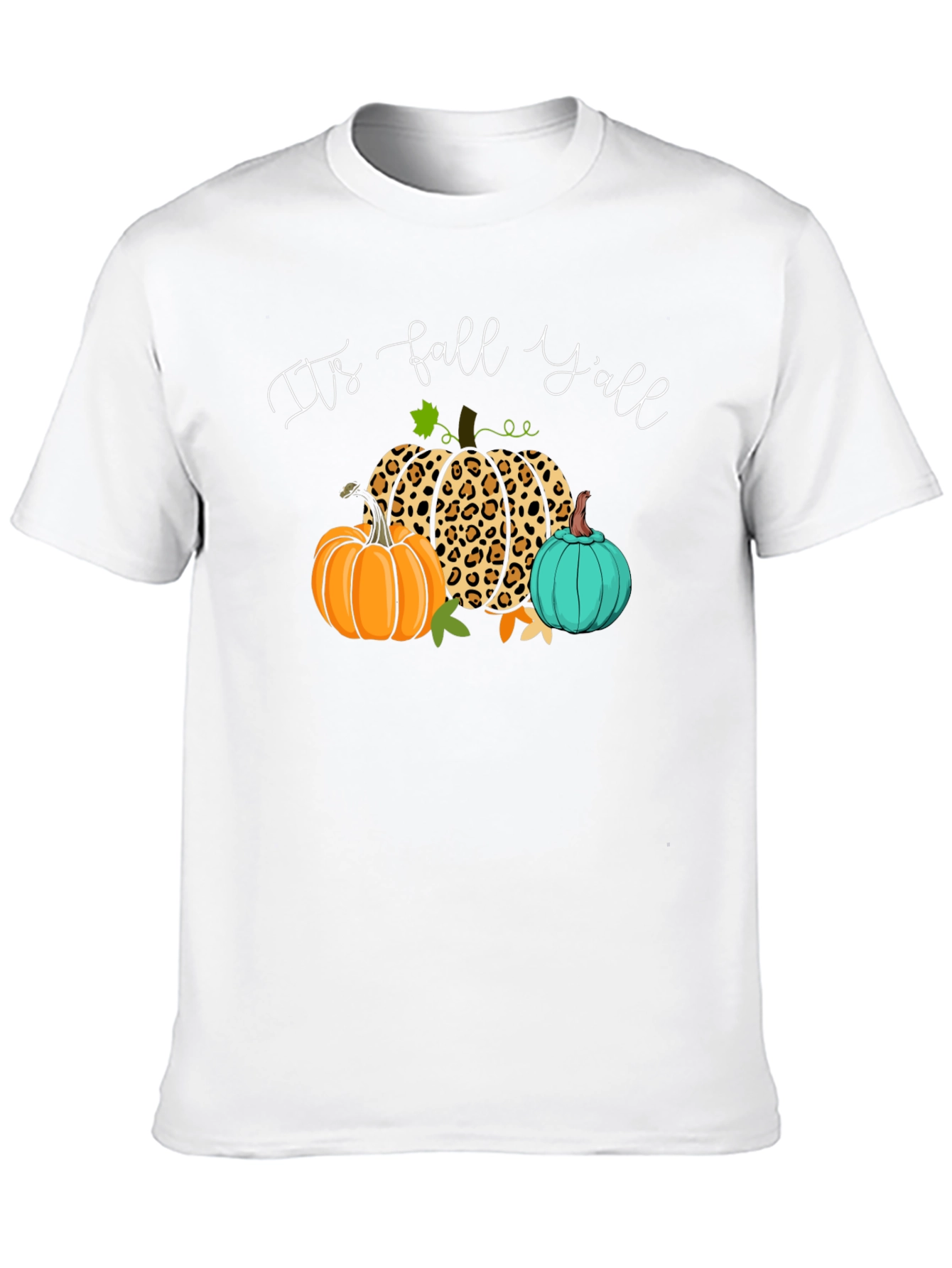 Black It's Fall Y'all Pumpkin Leopard T-Shirt view 10