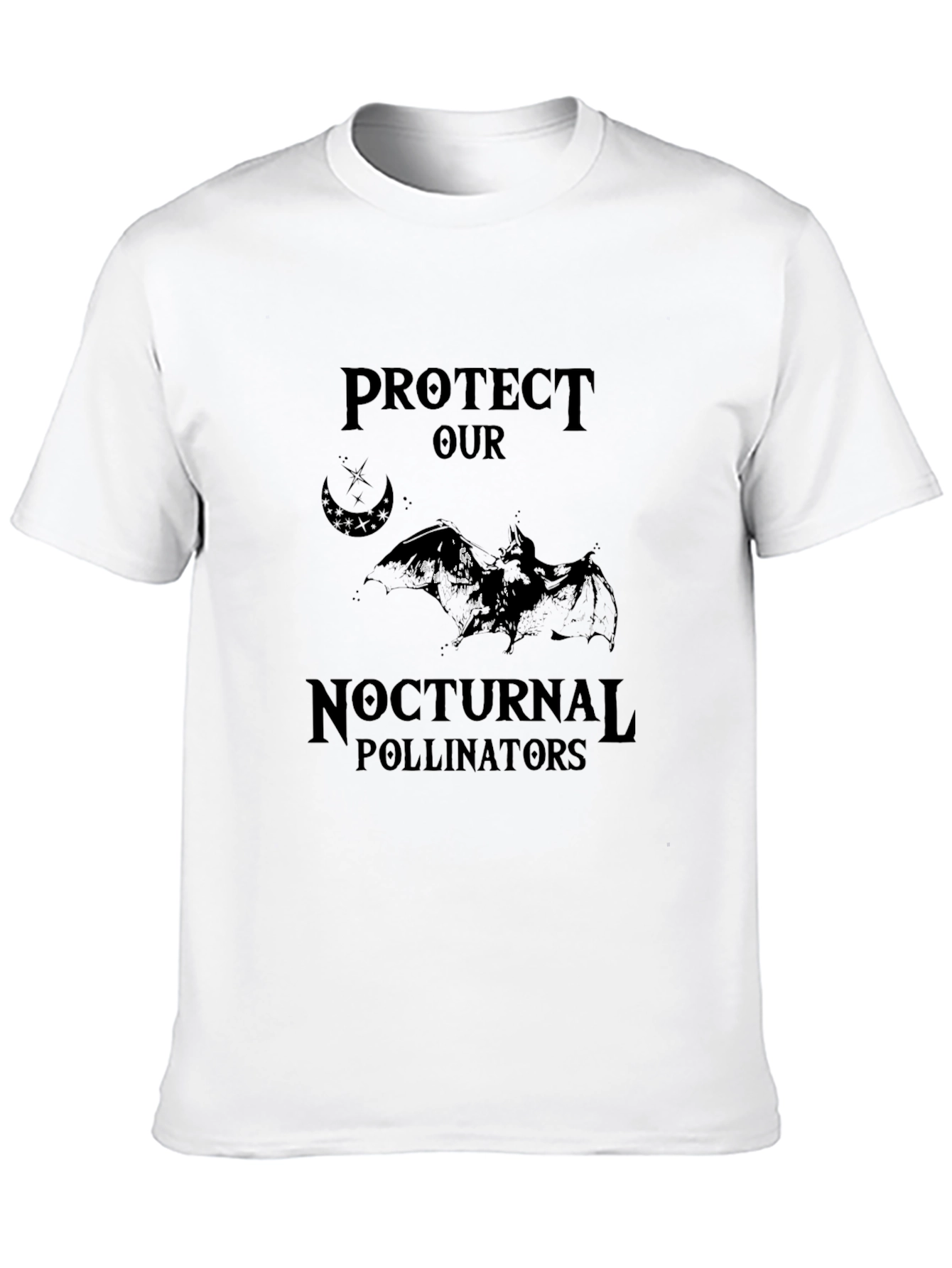 Black Protect Nocturnal Pollinators Black T-Shirt view 10