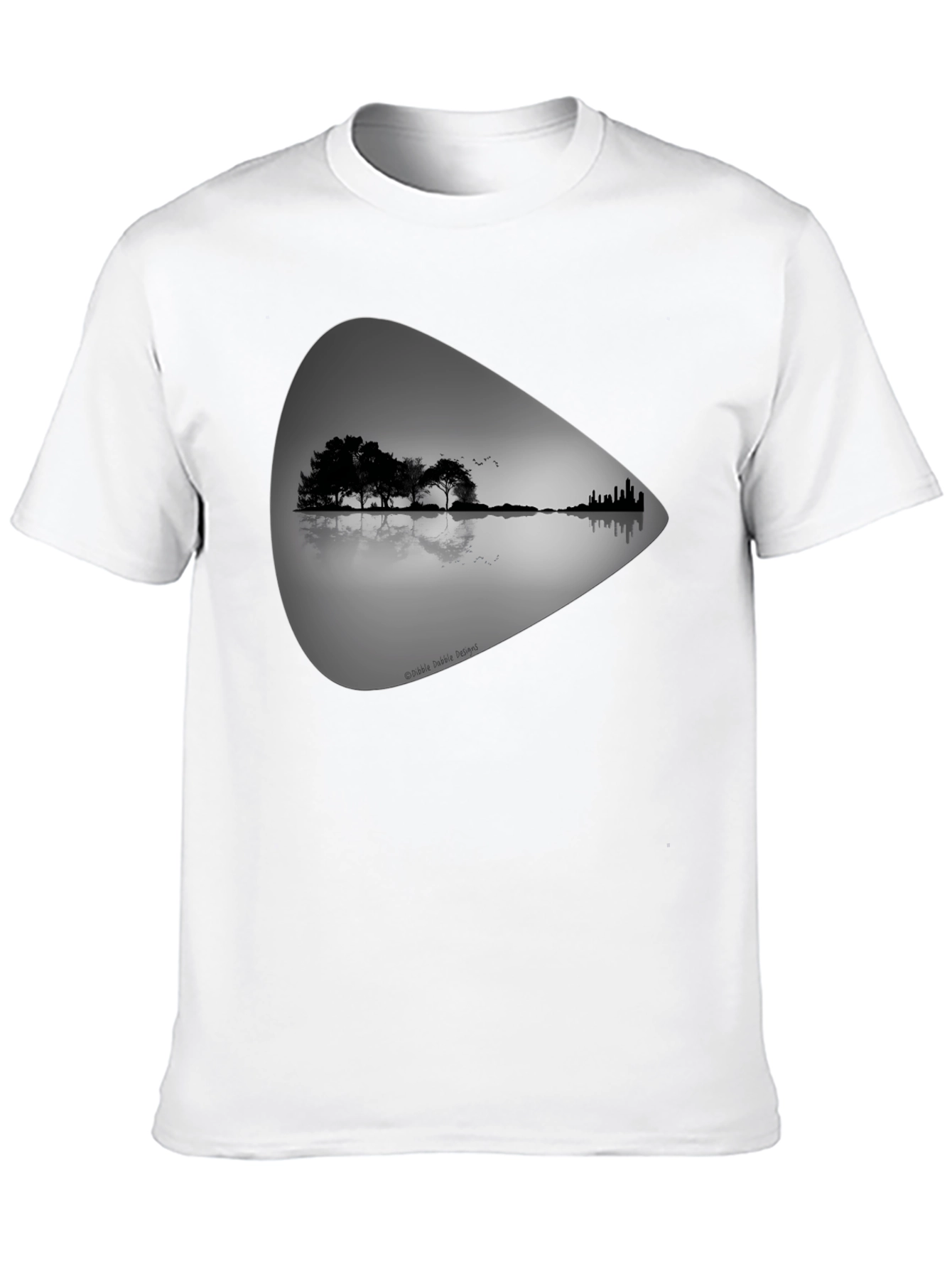 Black Guitar Landscape Graphic Tee - Black Cotton T-Shirt view 10