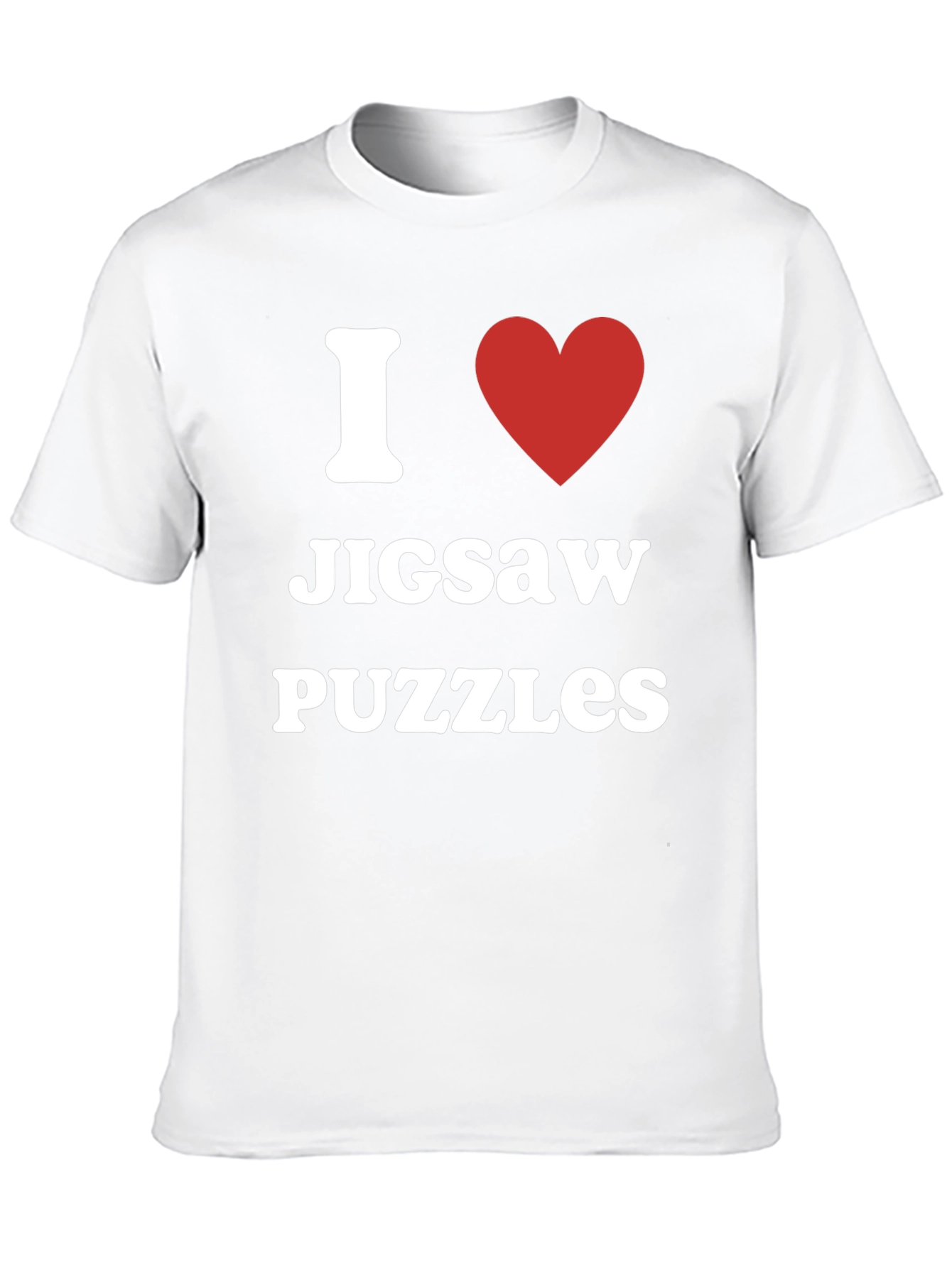 Black I Heart Jigsaw Puzzles T-Shirt - Black Cotton Tee view 10