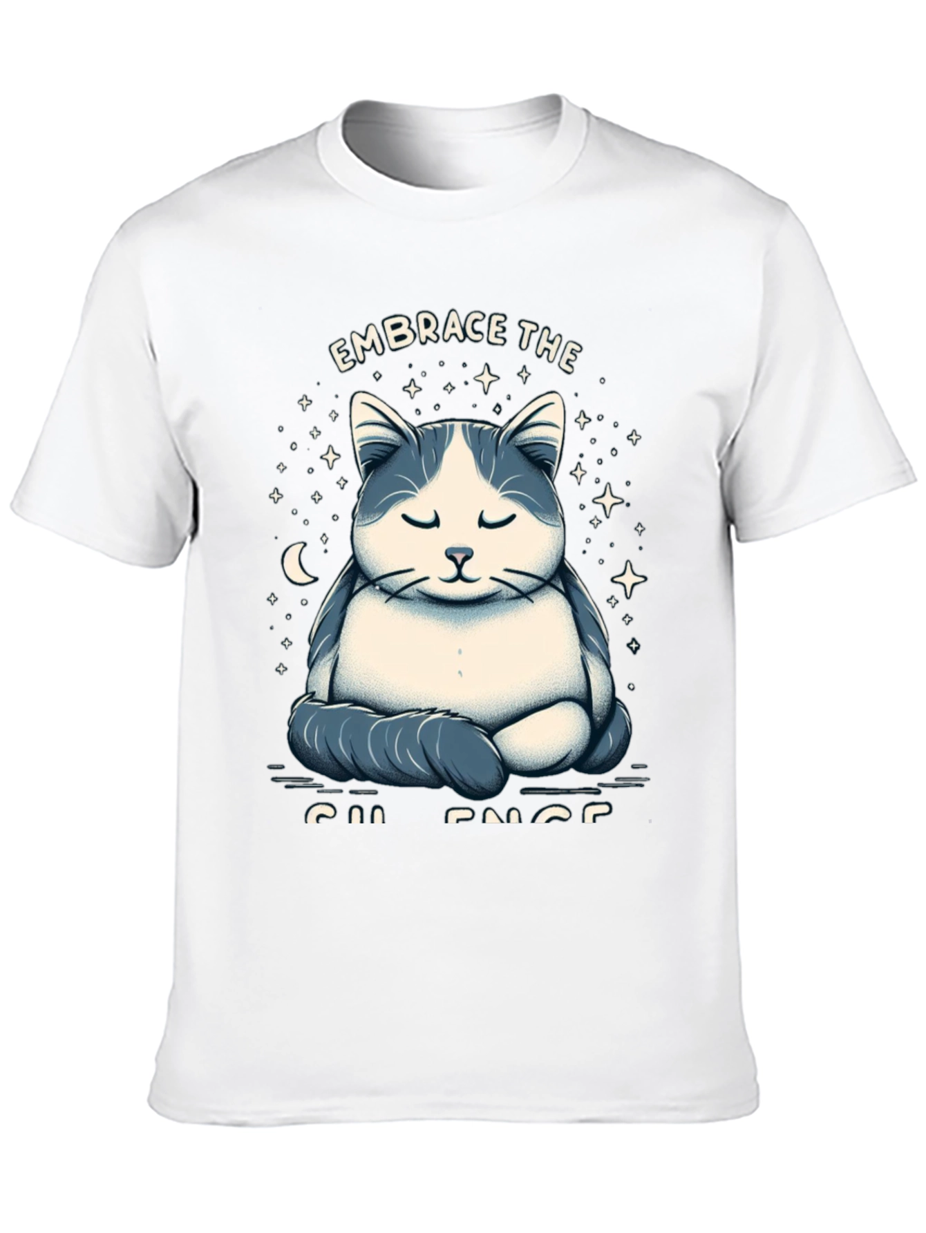Black Zen Cat Meditation Graphic T-Shirt view 10