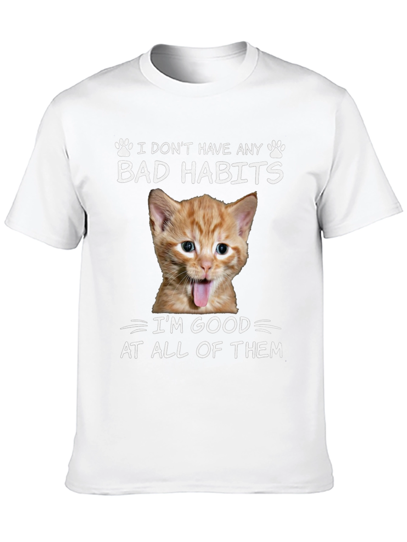 Black Funny Cat Bad Habits Graphic T-Shirt view 10