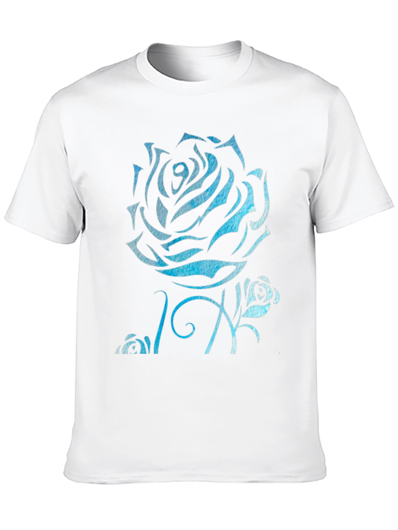 Black Blue Rose Graphic Black T-Shirt view 10
