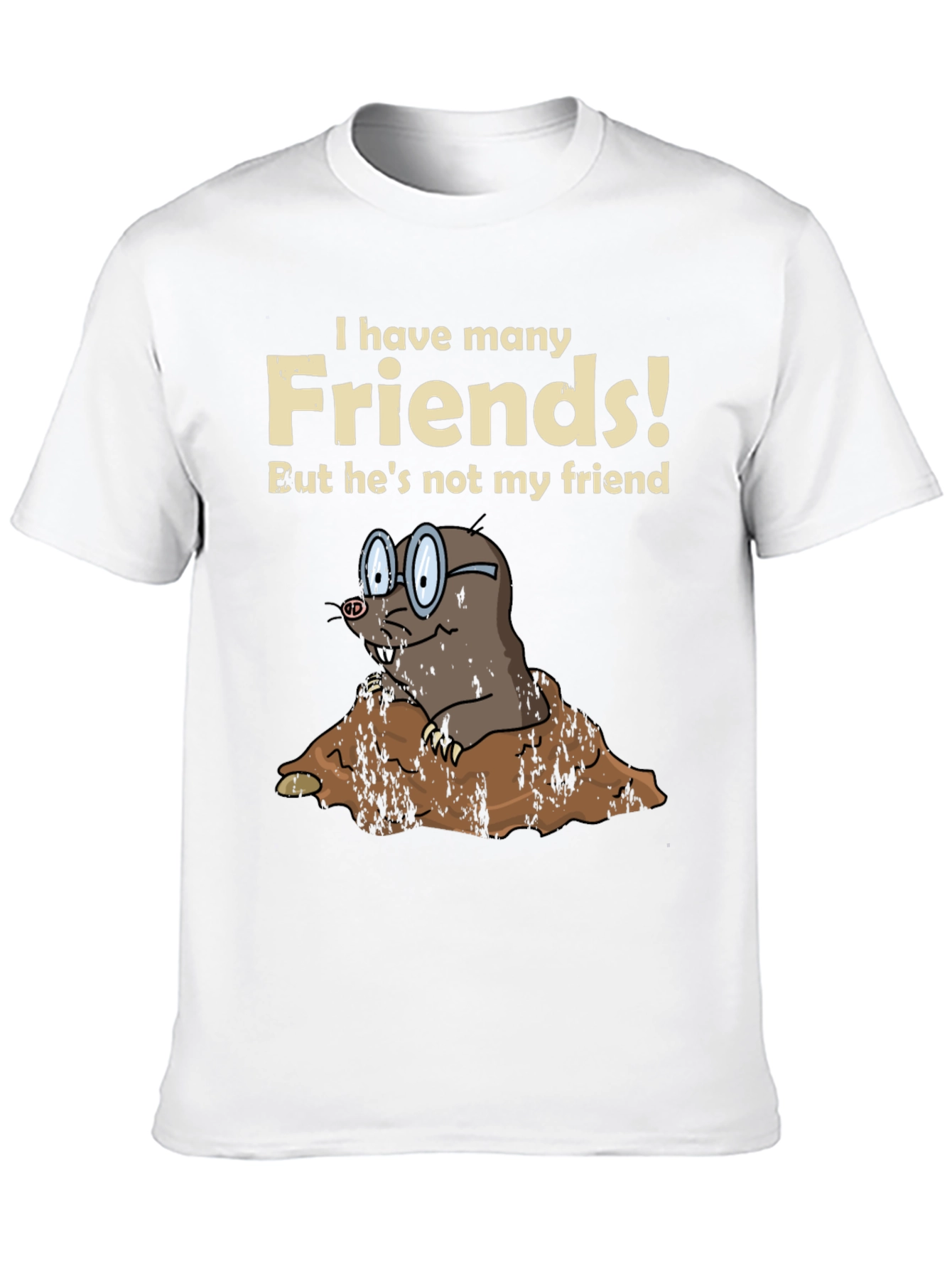 Black Funny Mole Graphic T-Shirt - "I Have Many Friends!" view 10