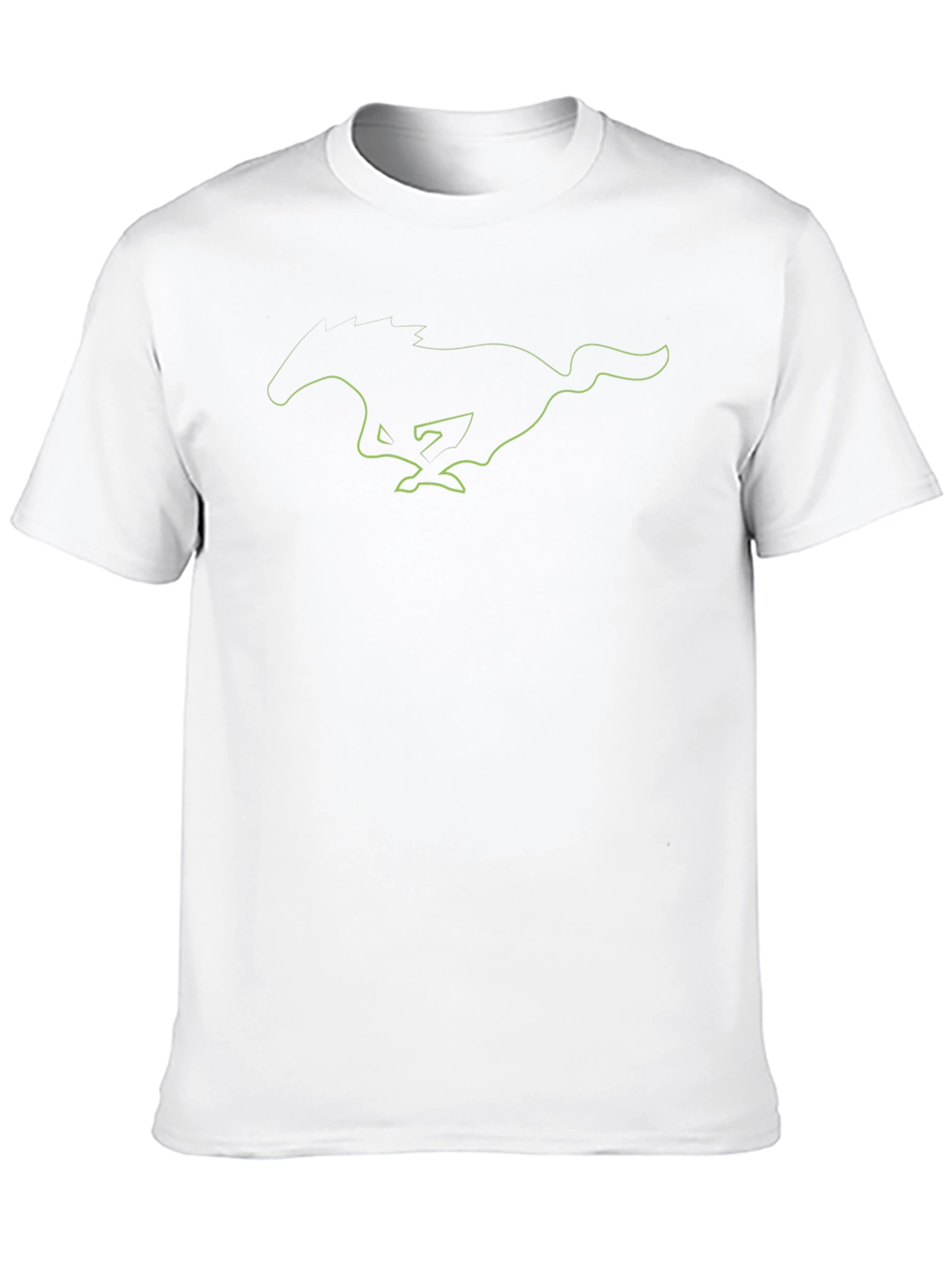 Black Men's Black T-Shirt with Green Mustang Graphic view 10