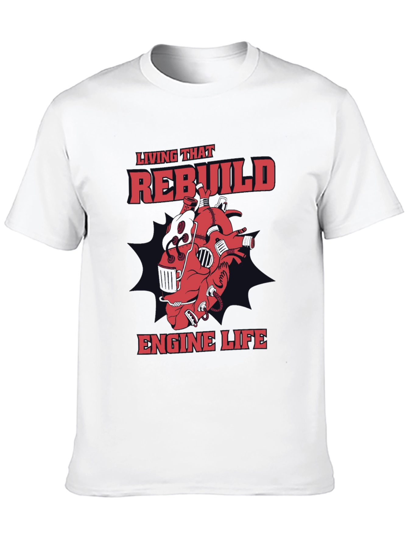 Black Rebuild Engine Life Graphic T-Shirt view 10